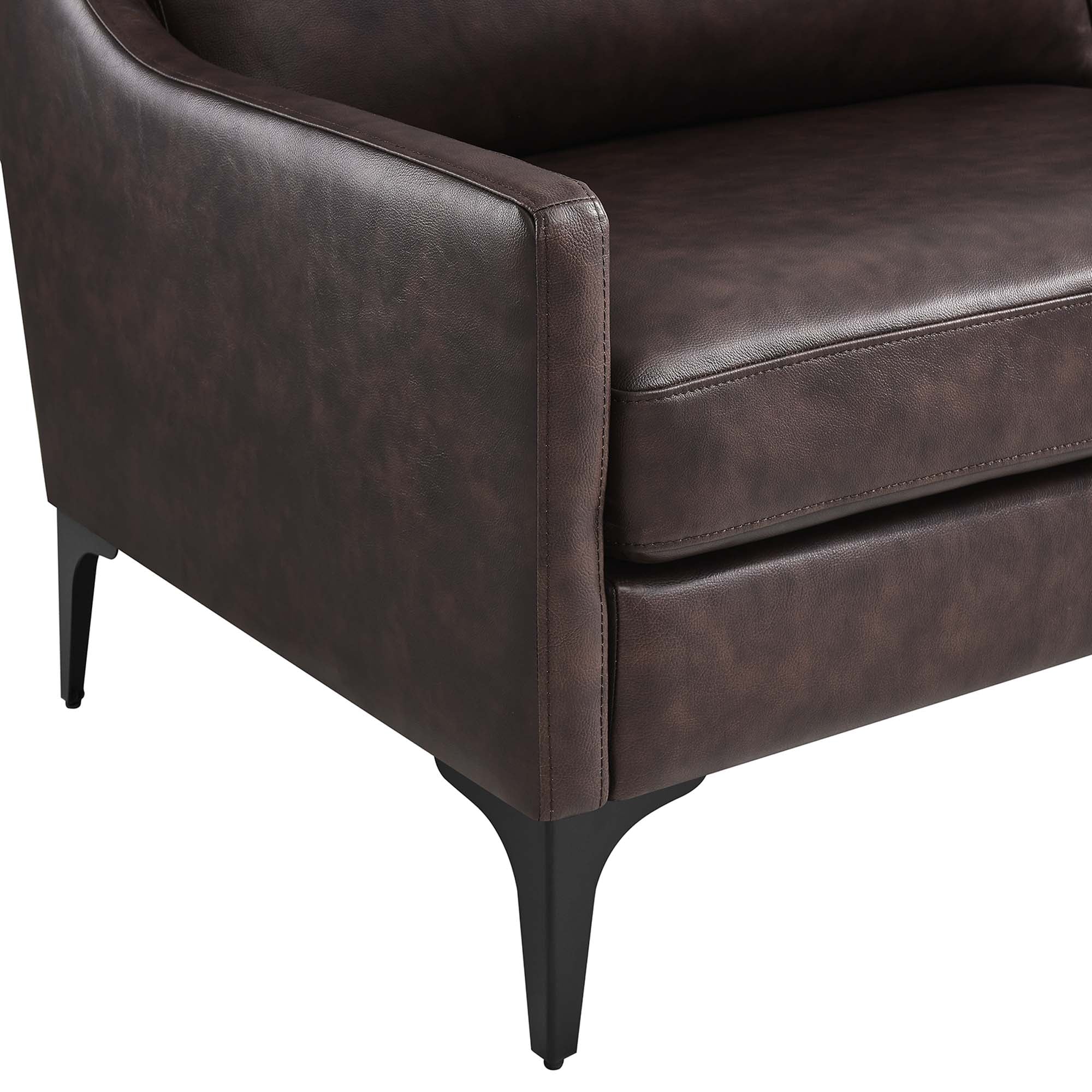 Mid-Century Modern Top-Grain Leather Sofa - Image 11