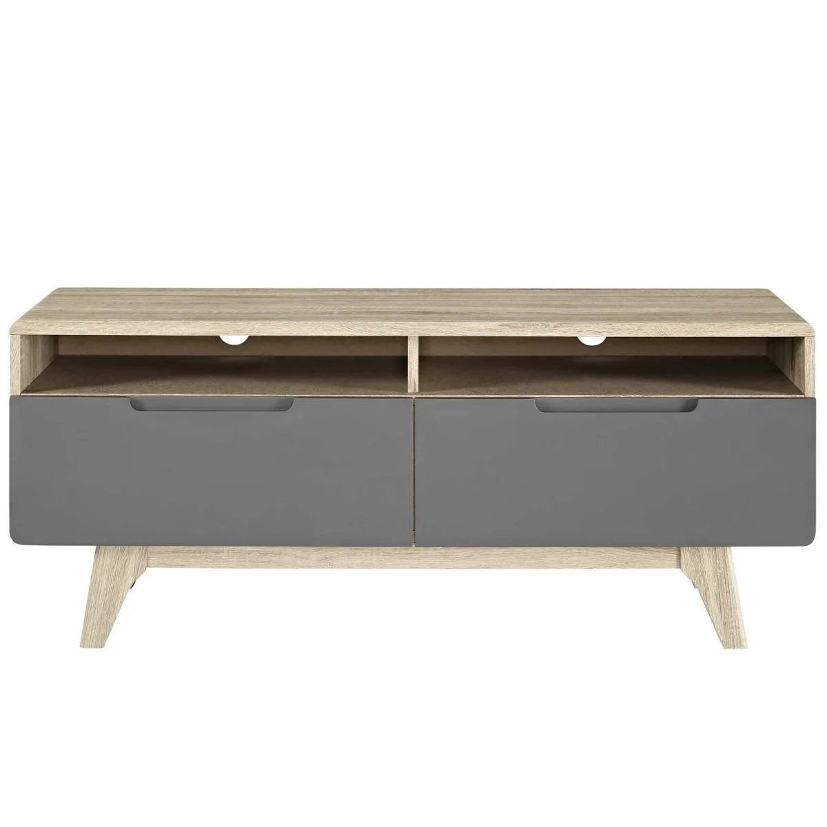 Mid Century Modern TV Stand with Drawers and Open Shelves 47 Inch - Image 3