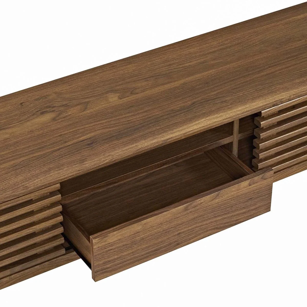 Mid Century Modern TV Stand with Dual Sliding Doors and Drawer 59 Inch - Image 2