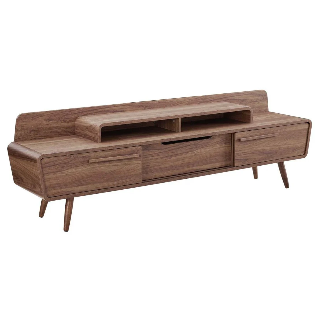Mid Century Modern TV Stand with Sliding Doors and Storage 74 Inch - Image 4