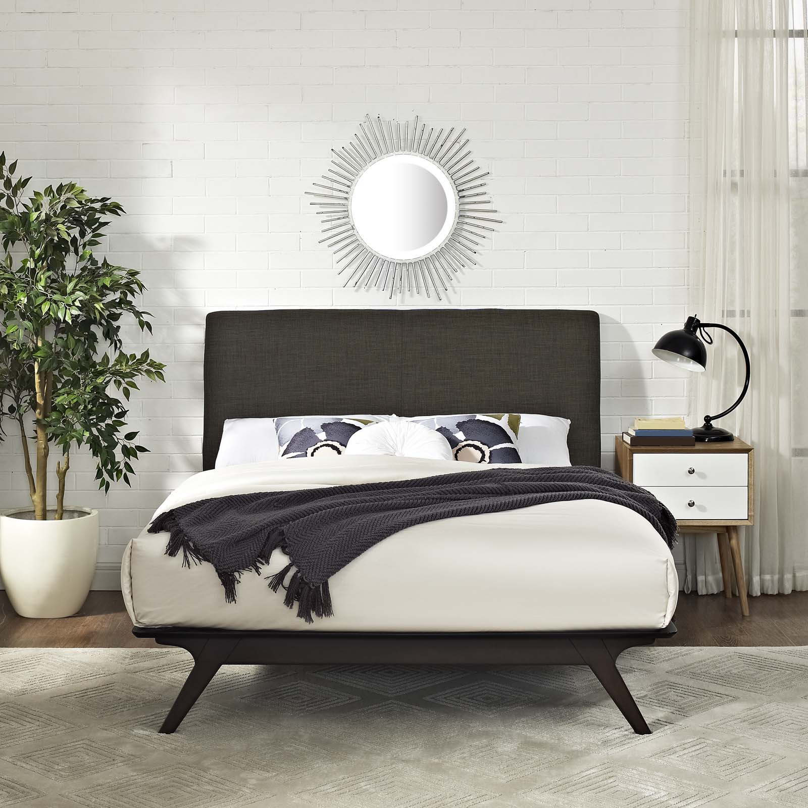 Mid-Century Modern Upholstered Platform Bed - Image 10