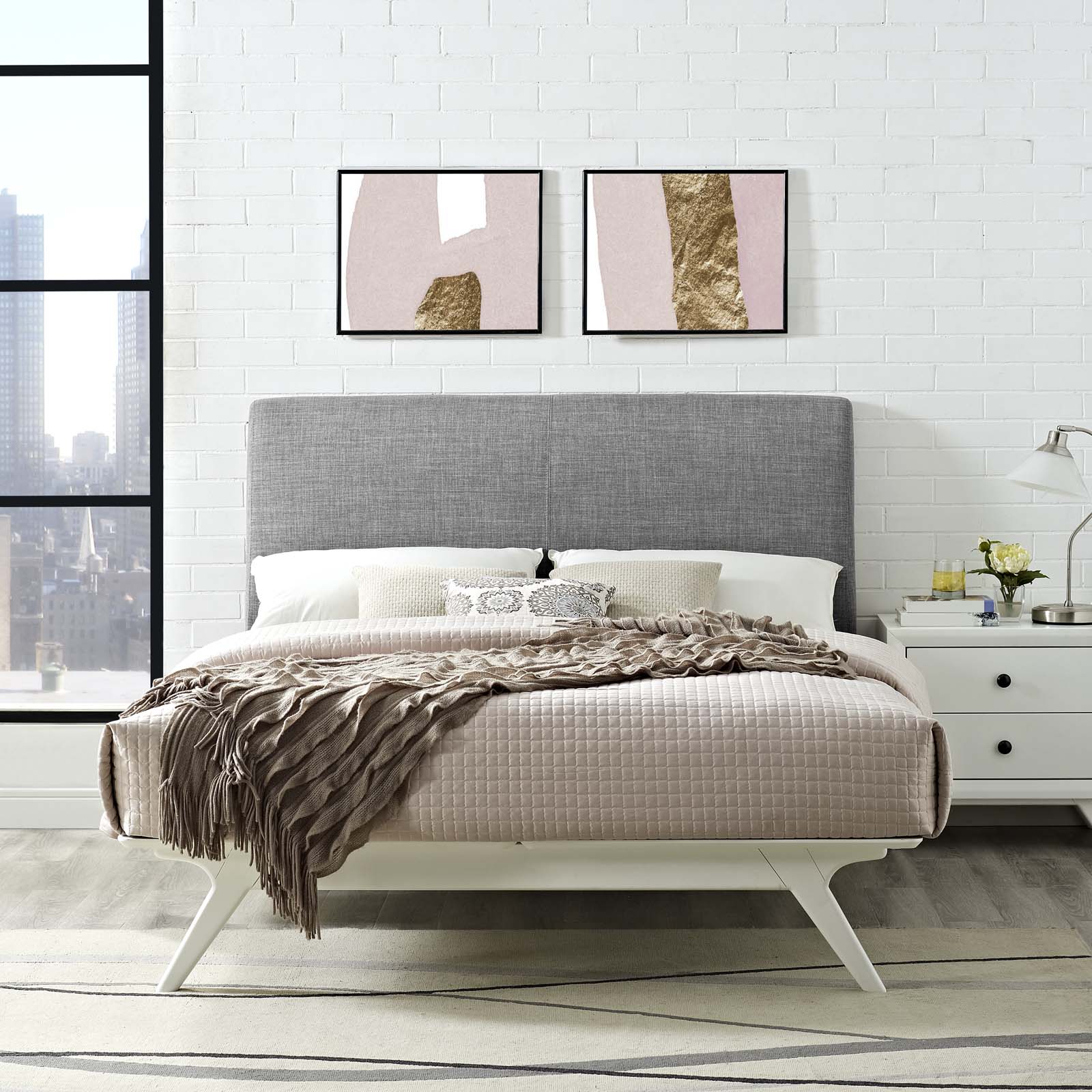 Mid-Century Modern Upholstered Platform Bed - Image 25