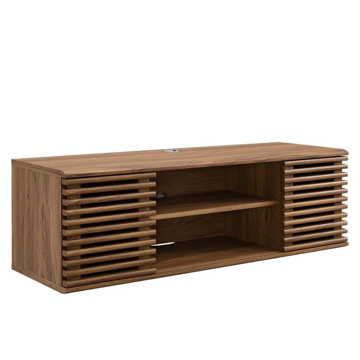 Mid Century Modern Wall Mount TV Stand with Sliding Doors and Storage 46 Inch - Image 9