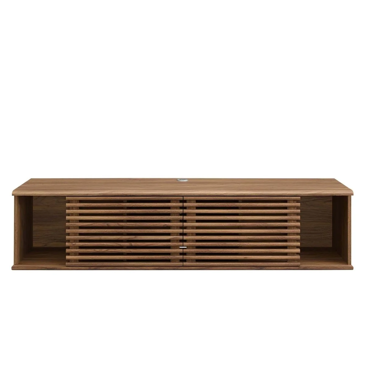 Mid Century Modern Wall Mount TV Stand with Sliding Doors and Storage 60 Inch - Image 3