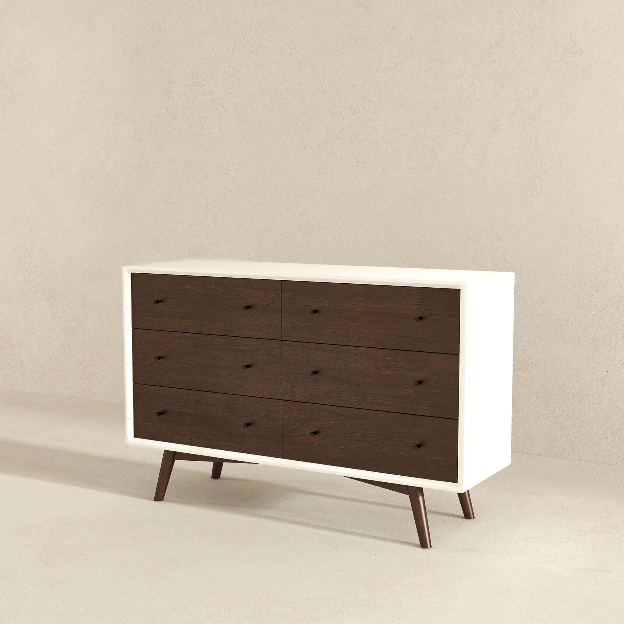 Dresser 6 Drawer - Dark Brown / White - Image 7