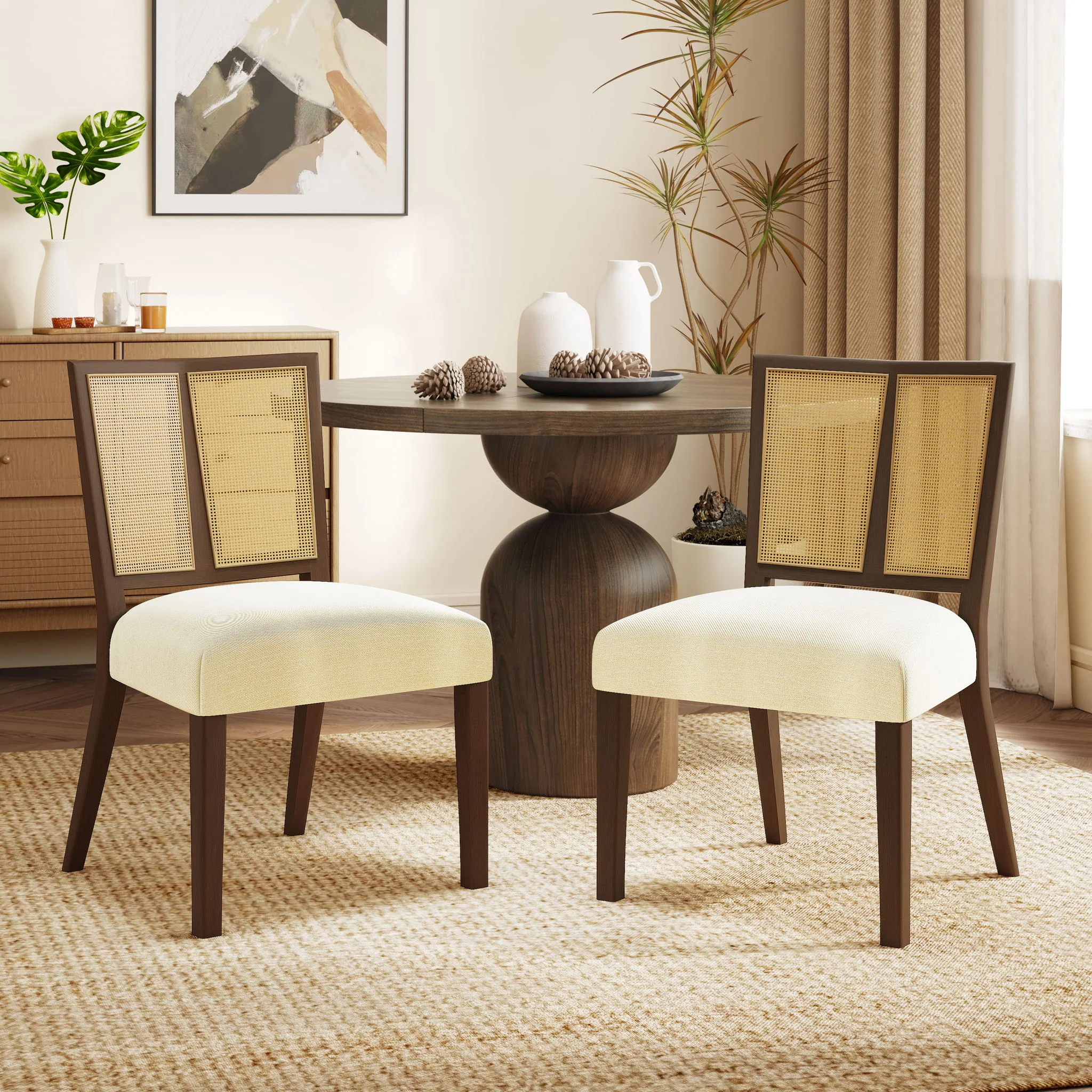 Mid Century Rattan Dining Chair Without Arms Set - Image 20