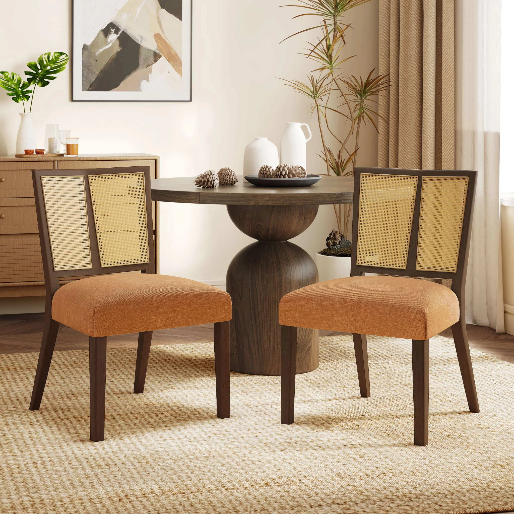 Mid Century Rattan Dining Chair Without Arms Set - Image 6