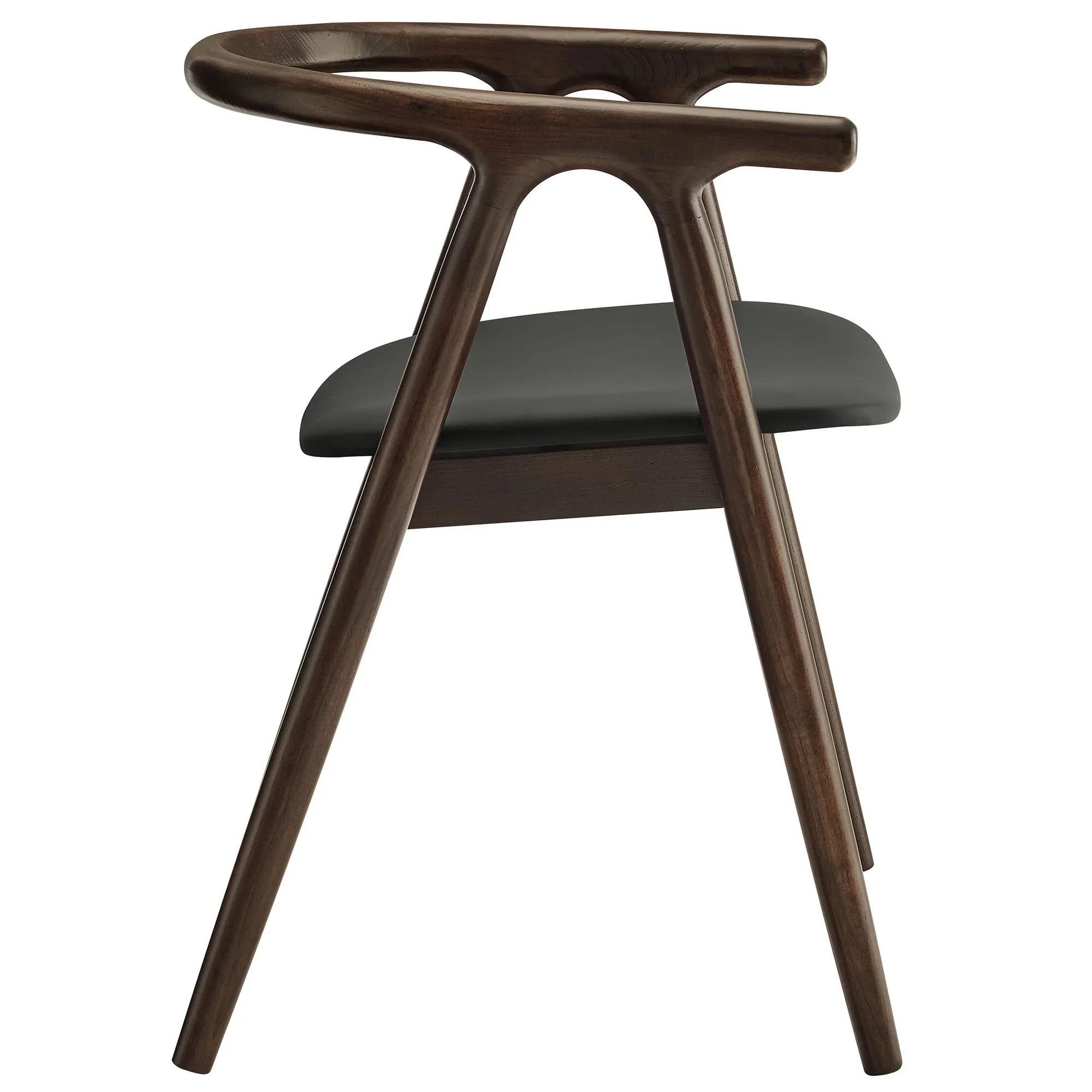 Mid-Century Solid Elm Wood and Vegan Leather Dining Armchair - Image 9