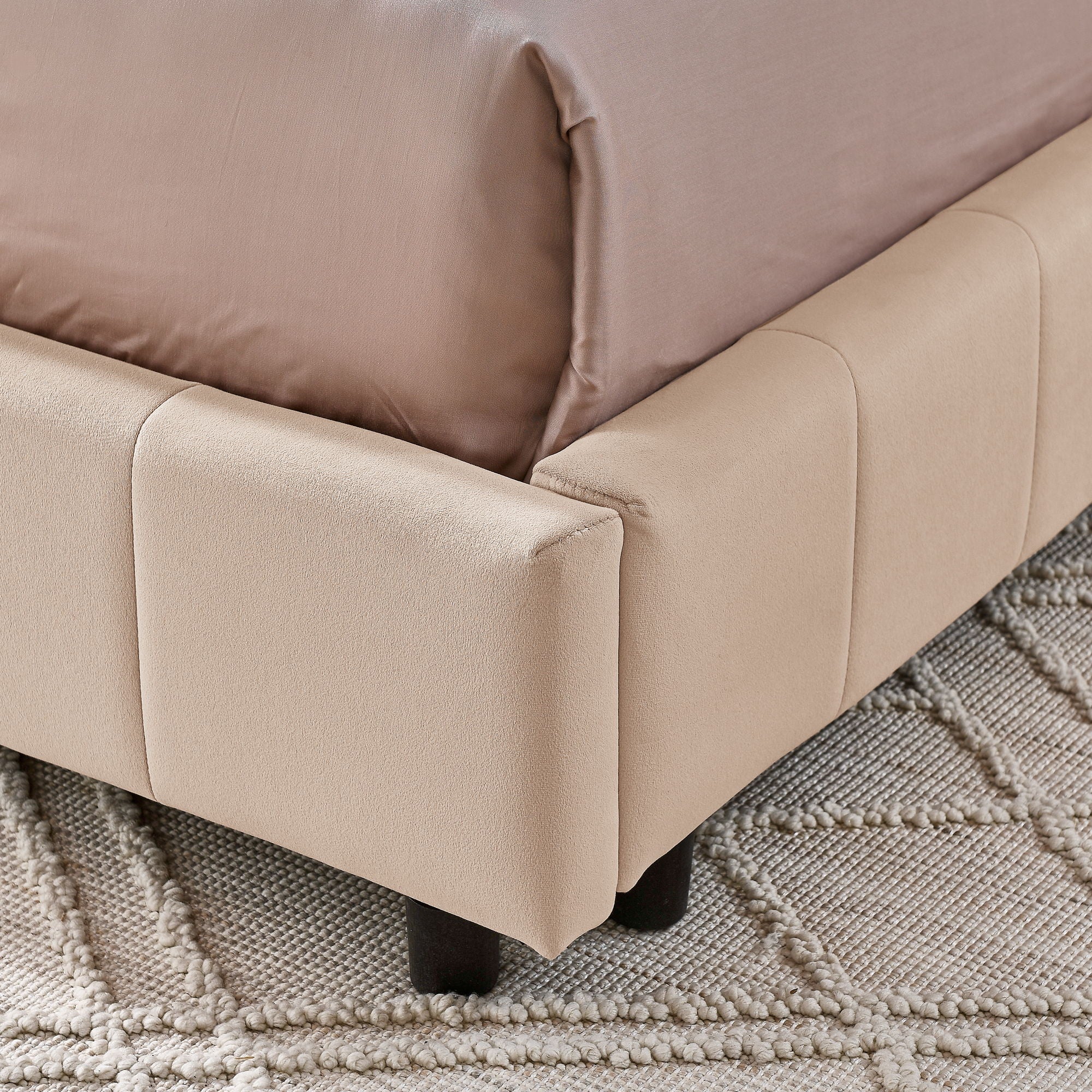 Mid-Century Storage Upholstered Tufted Bed Frame With Backrest And Armrests - Image 42