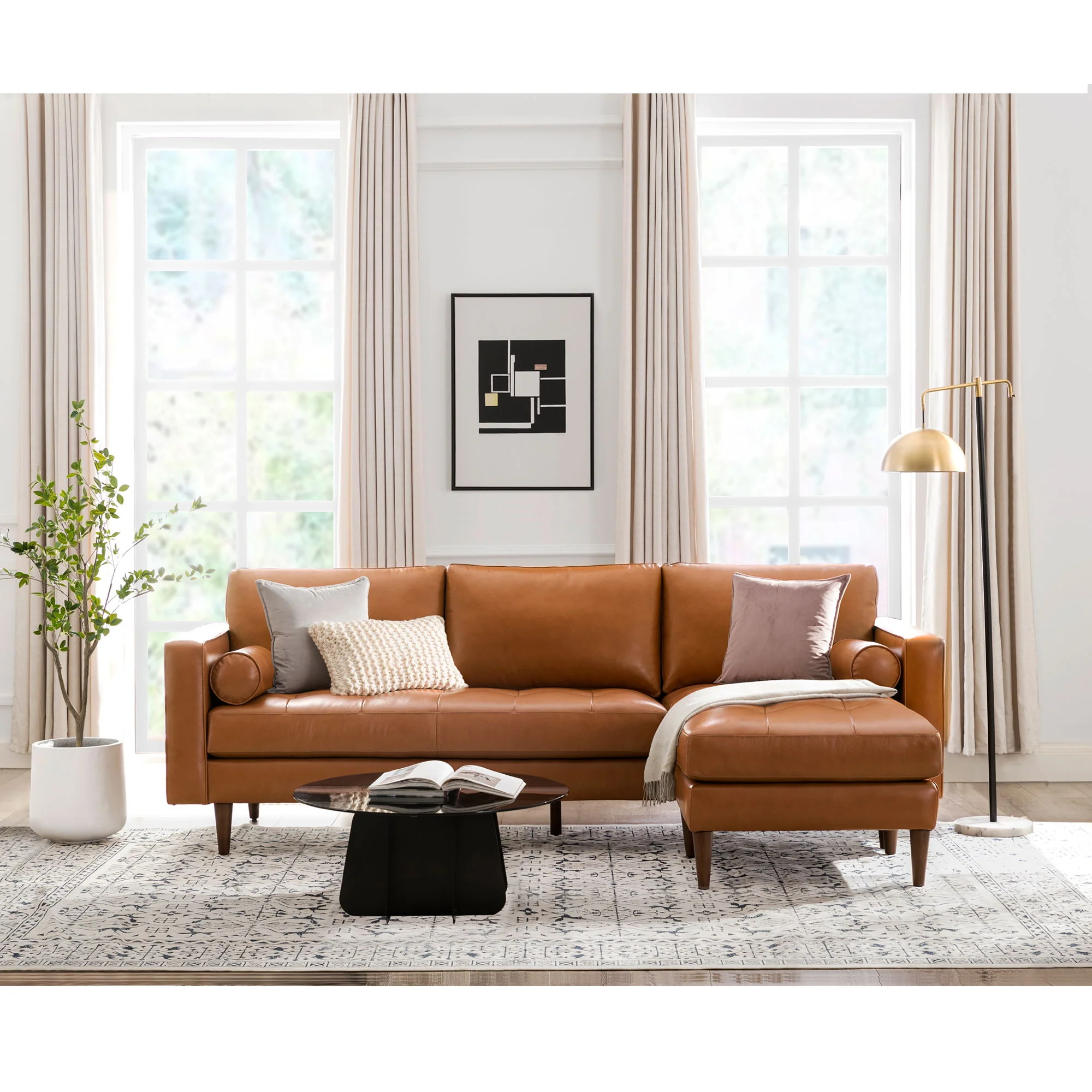 Mid-Century Tufted Sectional With Reversible Chaise - Image 8