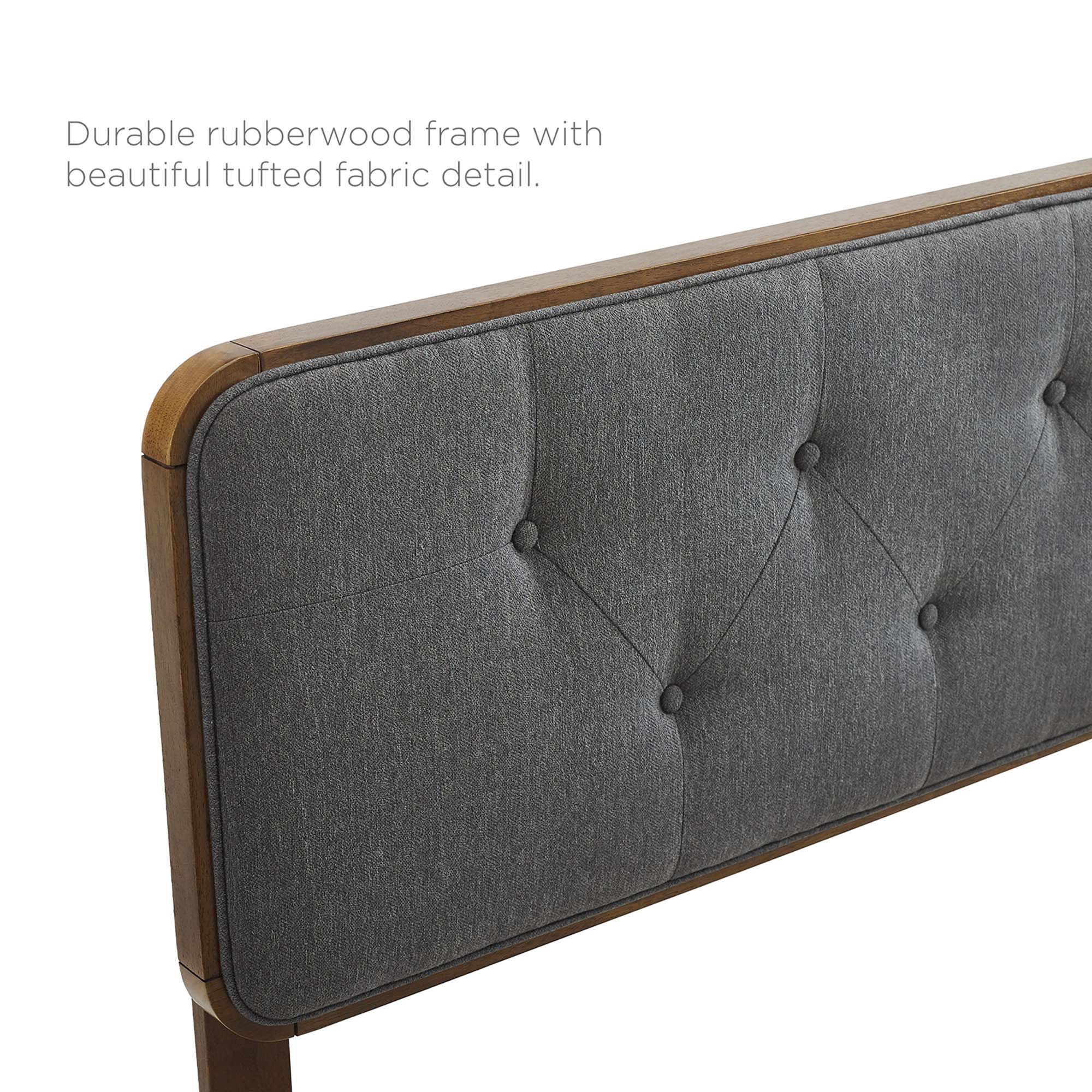 Mid Century Tufted Wood Platform Bed with Splayed Legs - Image 62