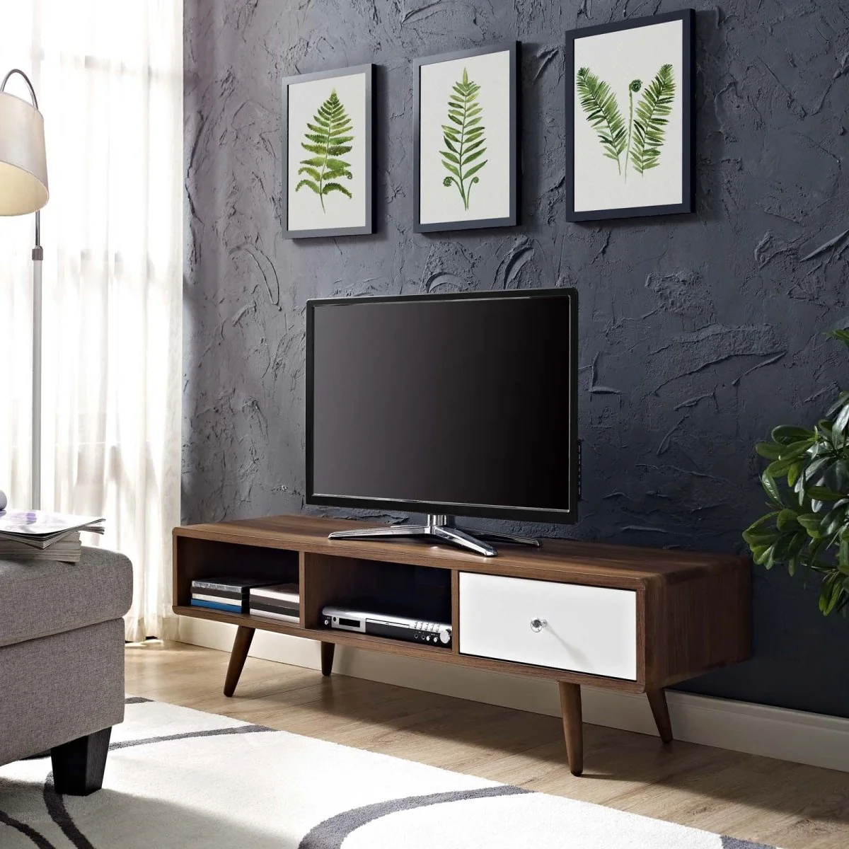 Mid Century TV Stand with Drawer 55 Inch - Image 7