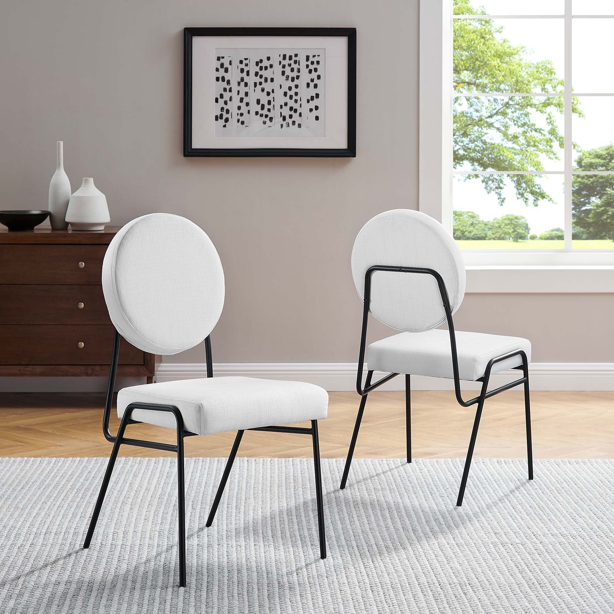 Mid-Century Upholstered Fabric Dining Side Chairs Set of 2 - Image 24