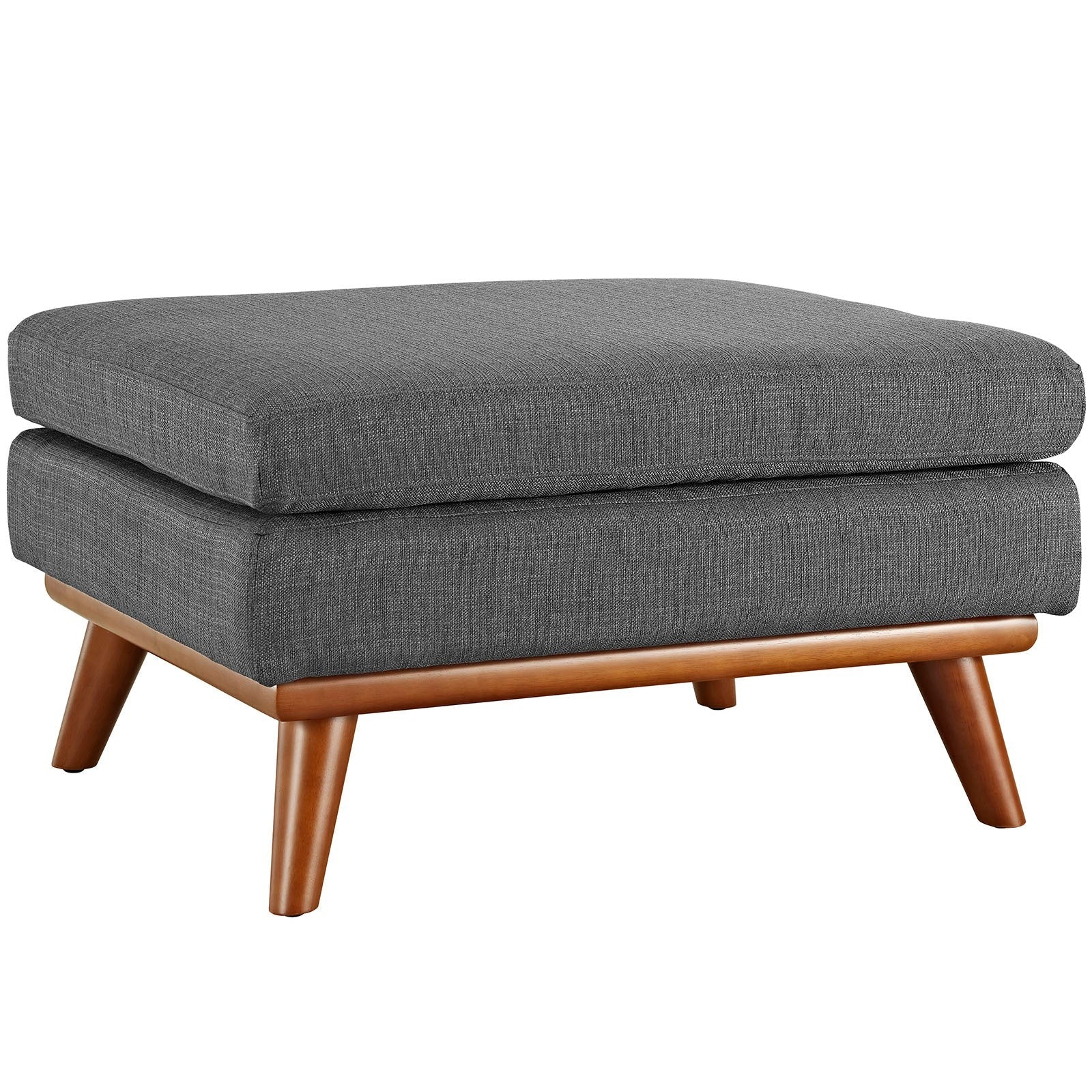 Mid Century Upholstered Fabric Ottoman with Wood Legs – 32 Inch - Image 10