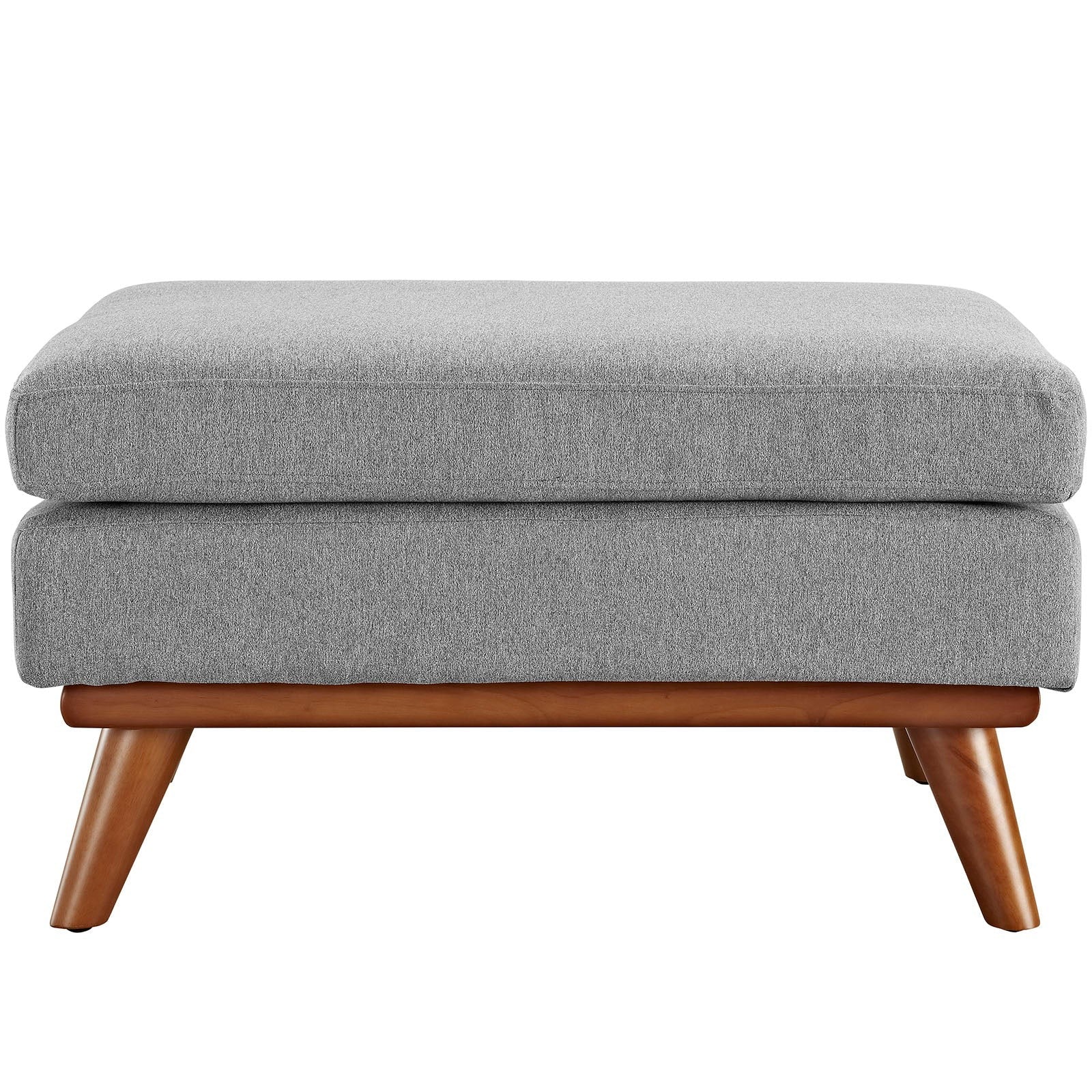 Mid Century Upholstered Fabric Ottoman with Wood Legs – 32 Inch - Image 15