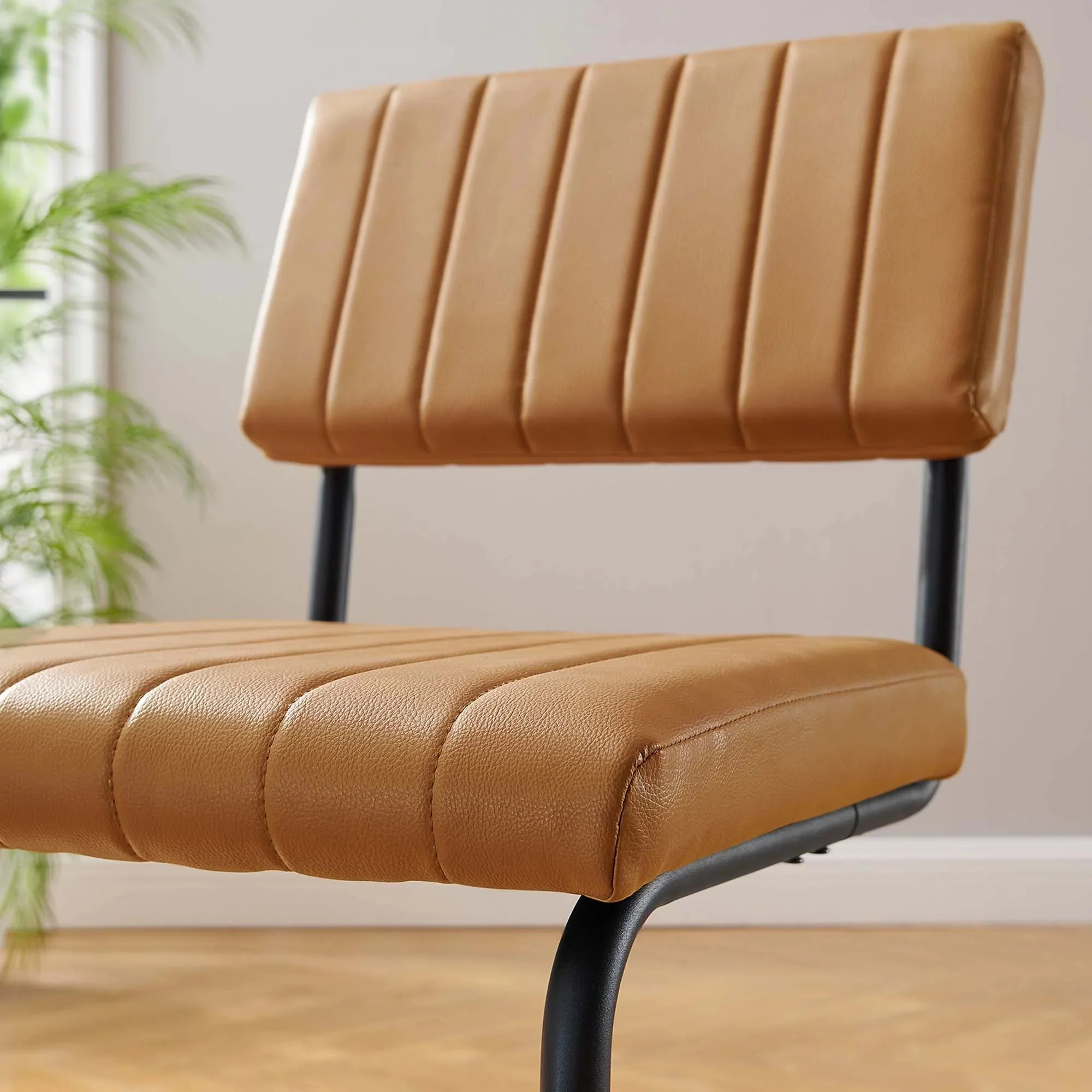 Mid-Century Vegan Leather Dining Side Chairs Set of 2 - Image 9