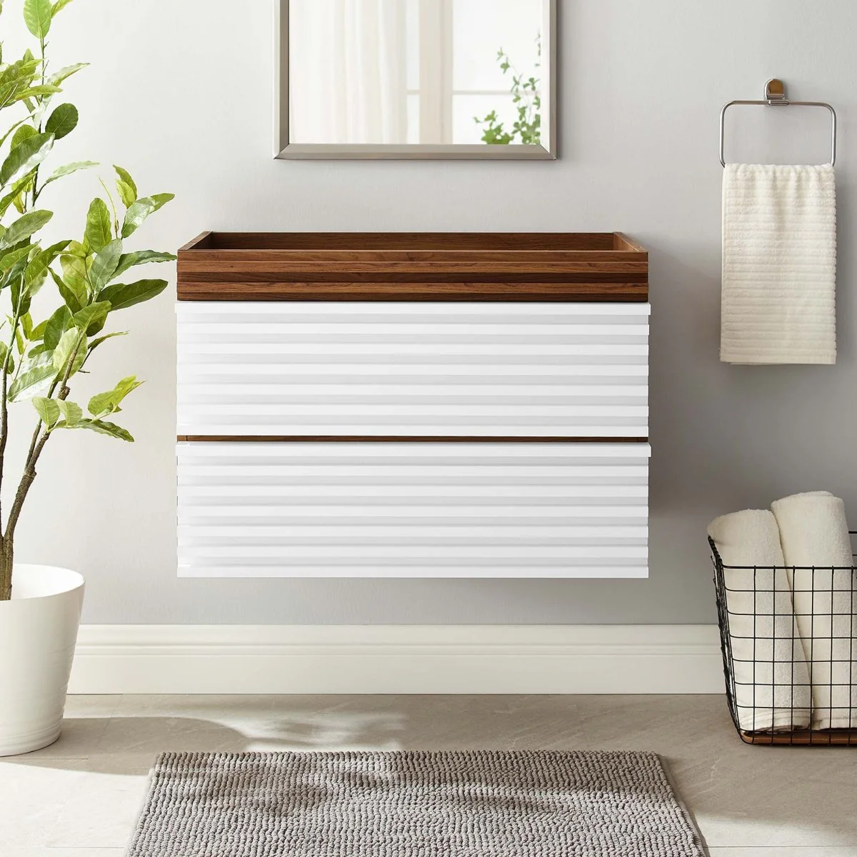 Mid-Century Wall-Mount Bathroom Vanity Cabinet — Available in Multiple Sizes and Finishes - Image 137