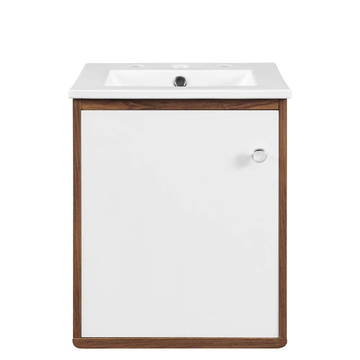 Mid-Century Wall-Mount Bathroom Vanity with Modern Integrated Sink Design & Storage - Image 104