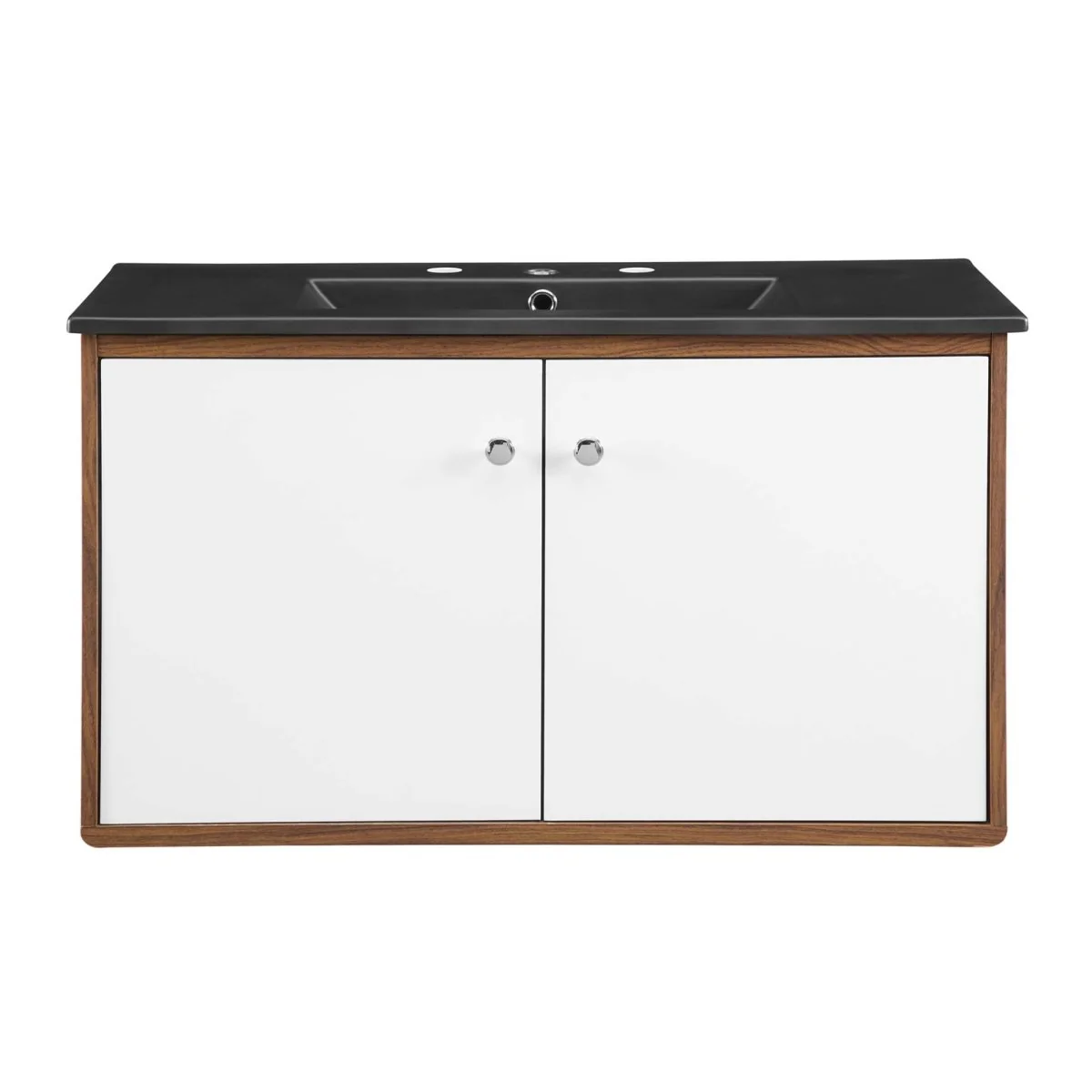 Mid-Century Wall-Mount Bathroom Vanity with Modern Integrated Sink Design & Storage - Image 54
