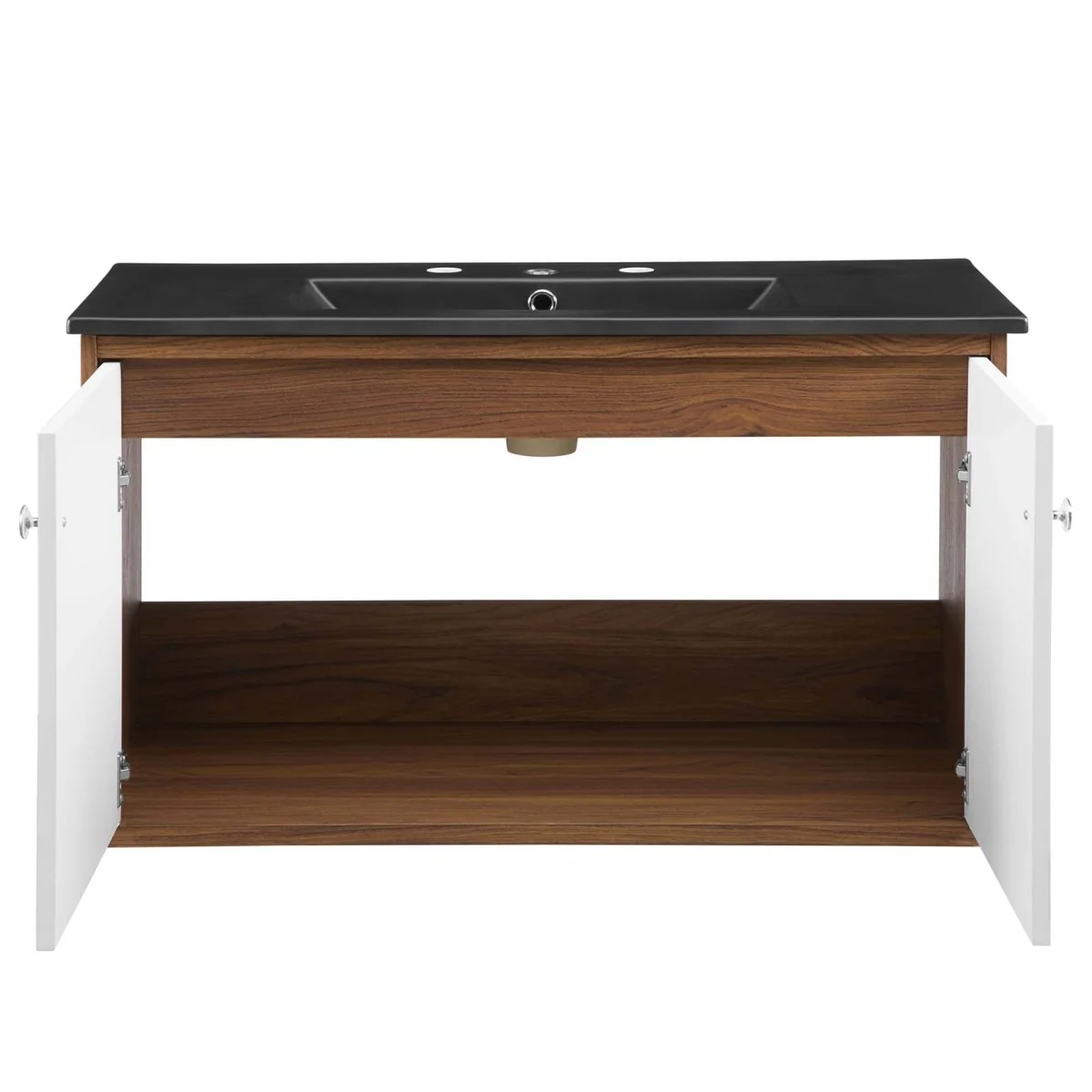 Mid-Century Wall-Mount Bathroom Vanity with Modern Integrated Sink Design & Storage - Image 56