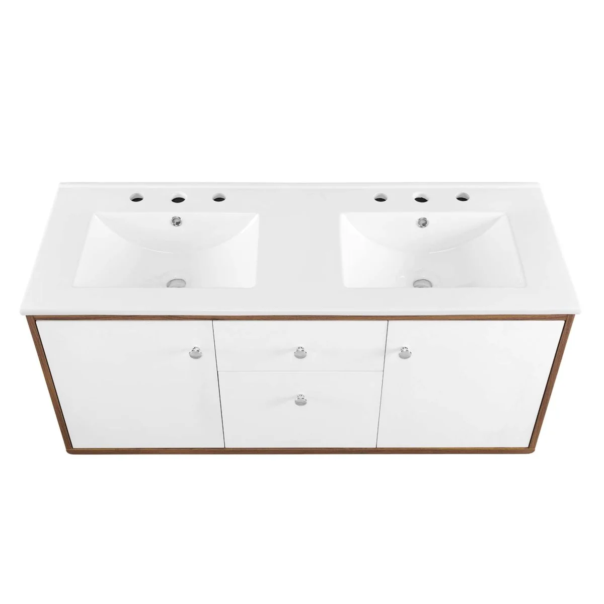 Mid-Century Wall-Mount Bathroom Vanity with Modern Integrated Sink Design & Storage - Image 8