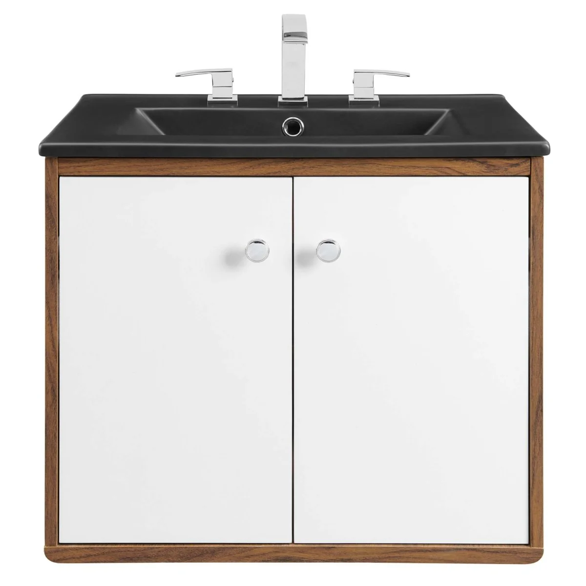 Mid-Century Wall-Mount Bathroom Vanity with Modern Integrated Sink Design & Storage - Image 85