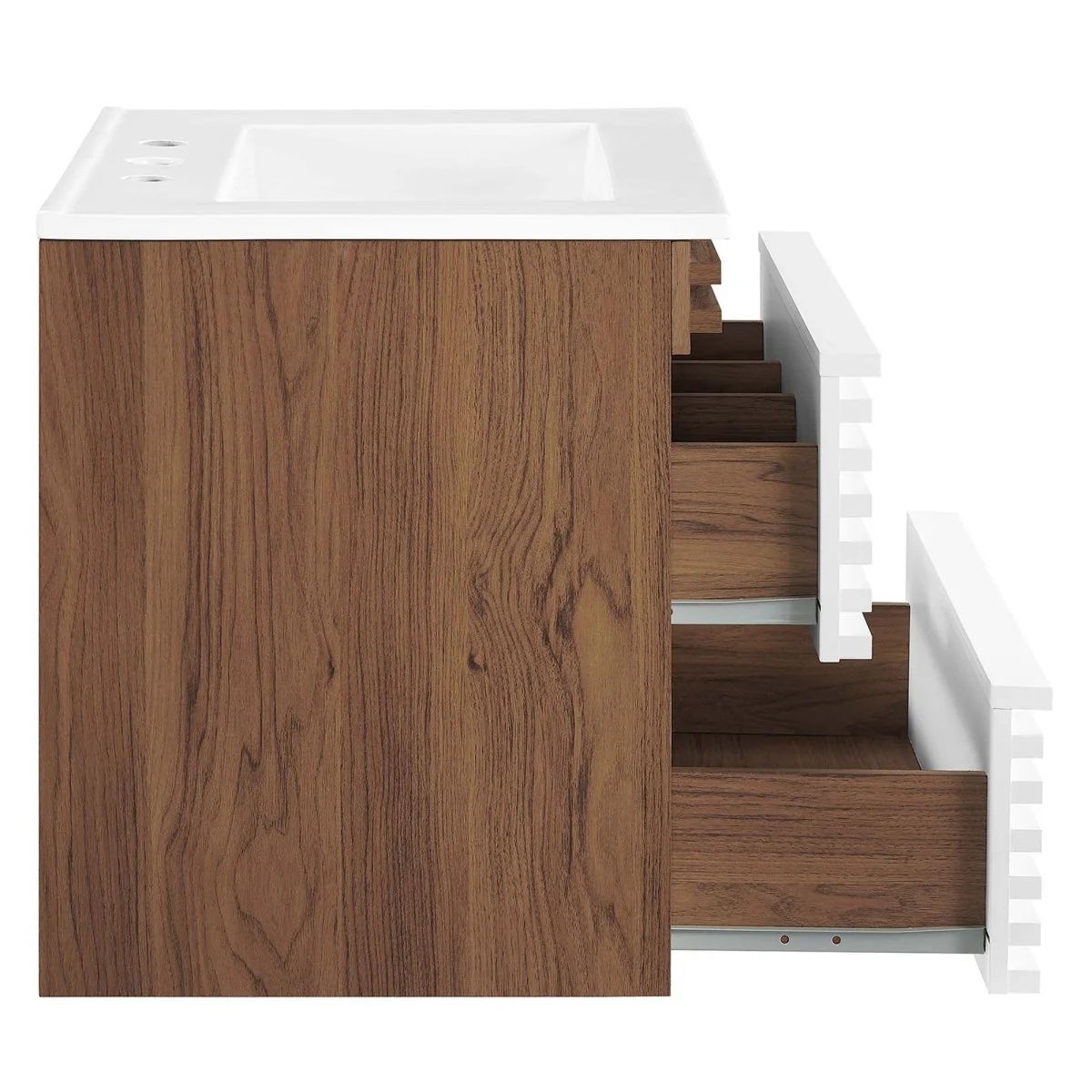 Mid-Century Wall-Mount Bathroom Vanity with Sink, Floating Modern Design - Image 79