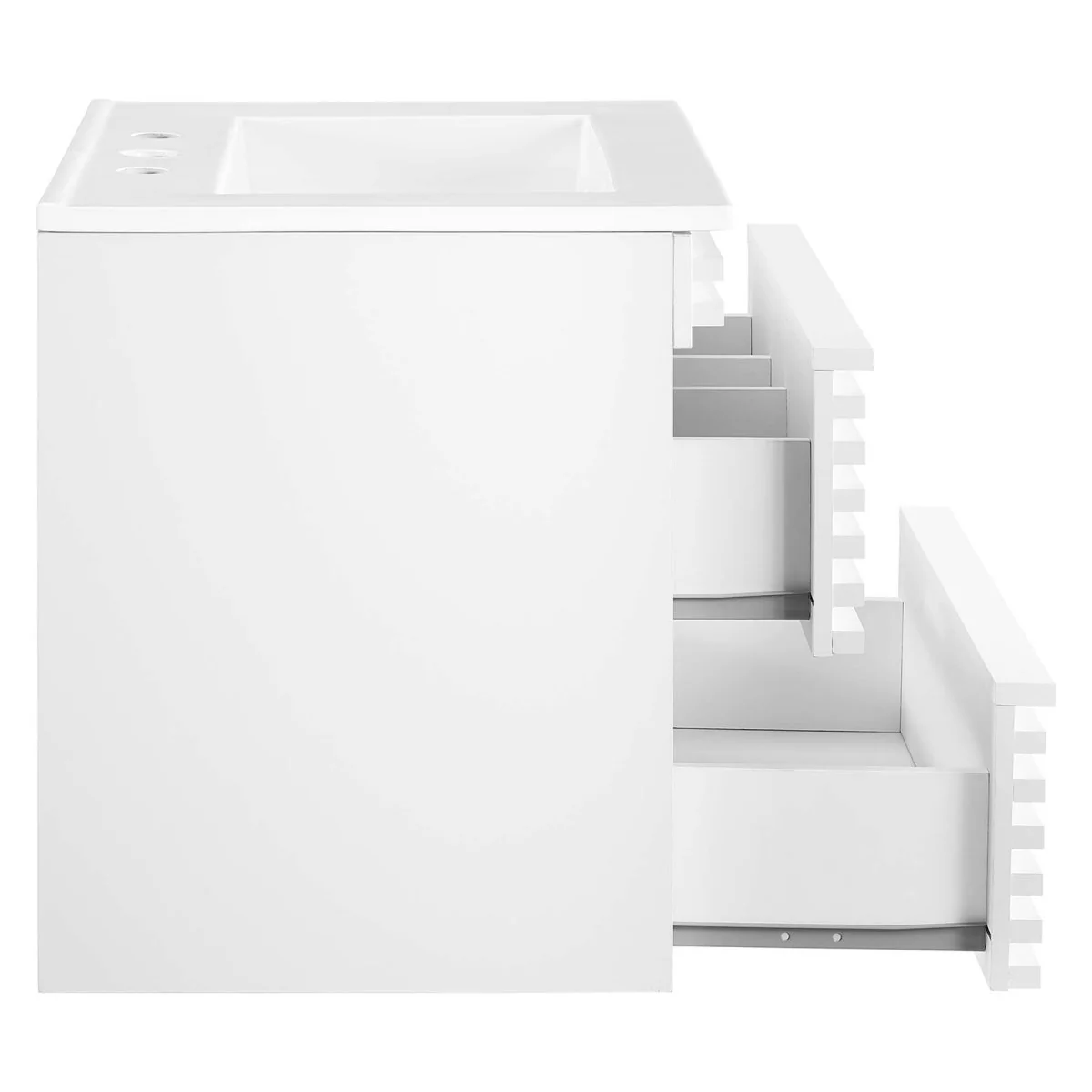 Mid-Century Wall-Mount Bathroom Vanity with Sink, Floating Modern Design - Image 88
