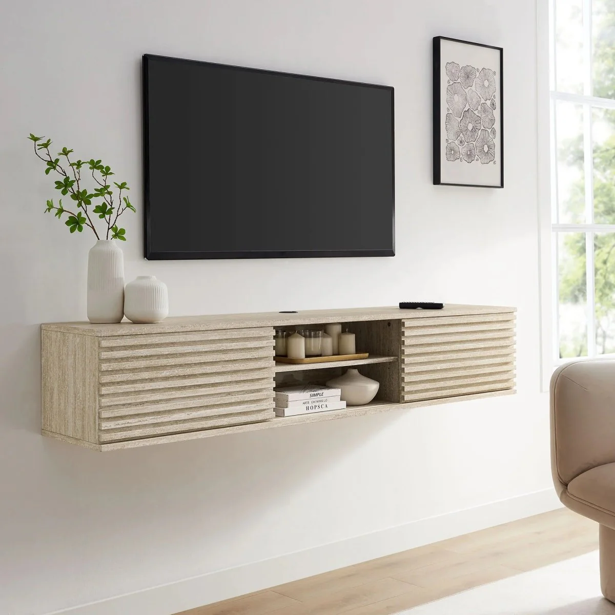 Mid Century Wall Mount Media Console TV Stand 70 Inch - Image 5