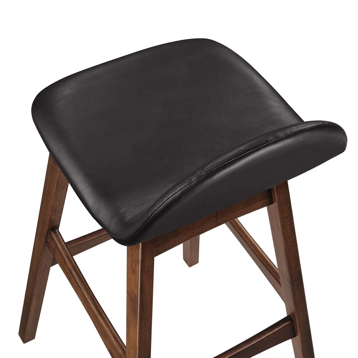 Mid-Century Wood and Vegan Leather Bar Stool Set of 2 – 36.5 Inch - Image 5