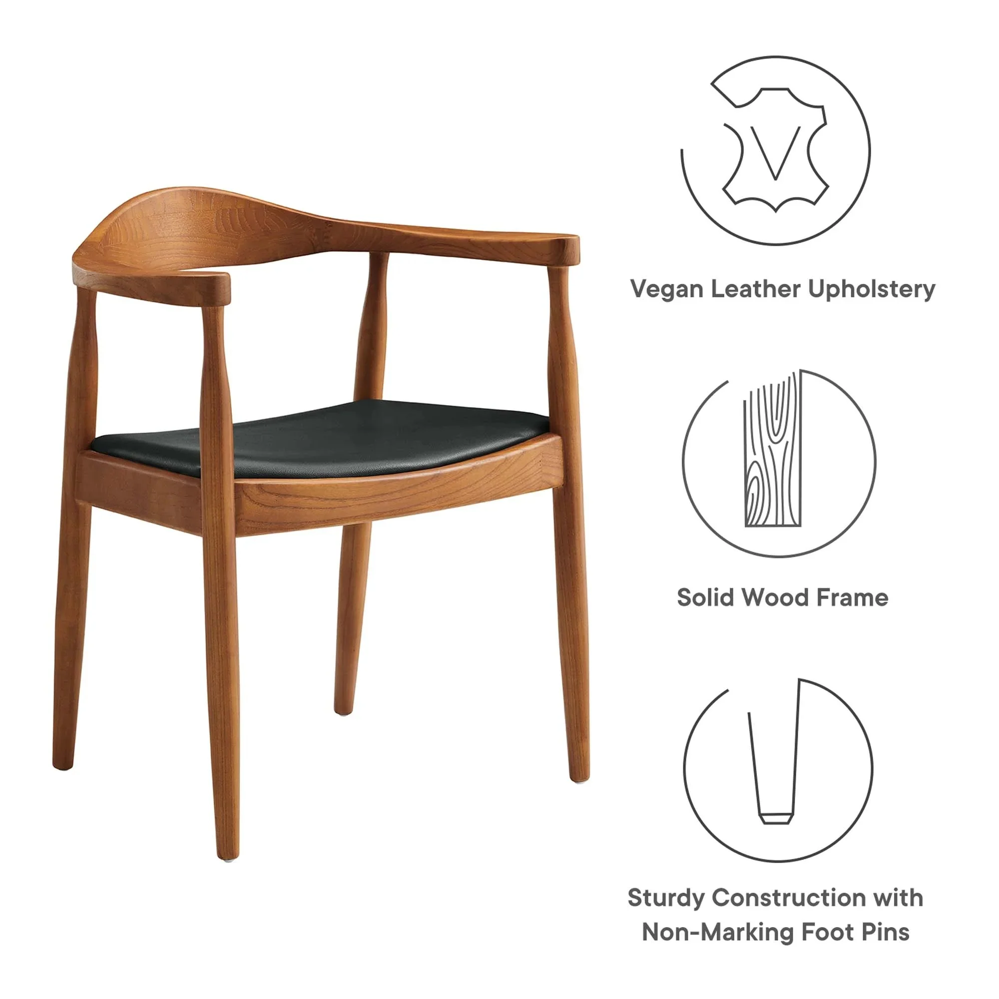 Mid-Century Wood Dining Armchair with Curved Frame - Image 8