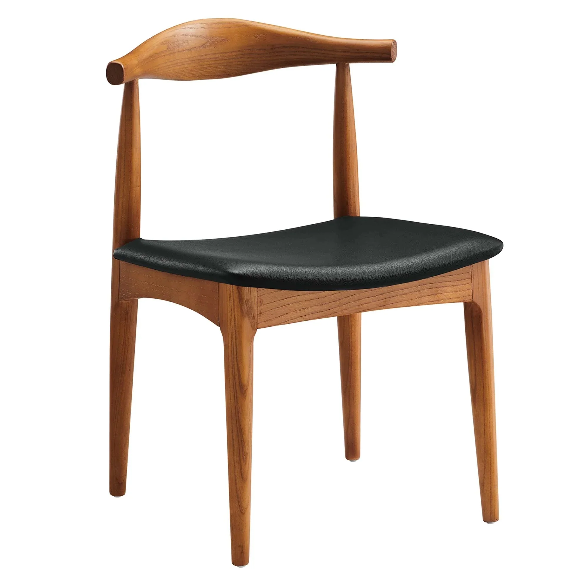 Mid-Century Wood Dining Chairs Set of 4 with Upholstered Seats - Image 3