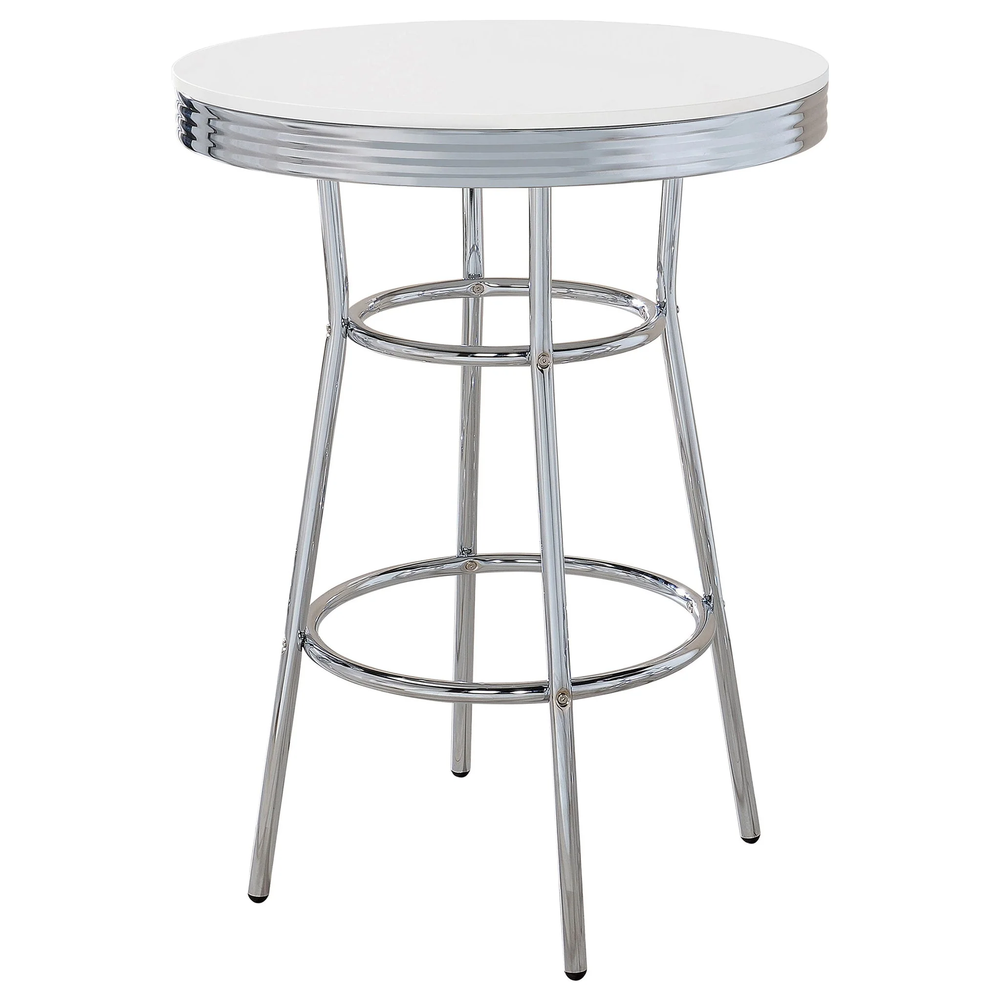 Midge - 3 Piece Round 1950S Bistro Pub Bar Table Set With Upholstery - White - Image 5