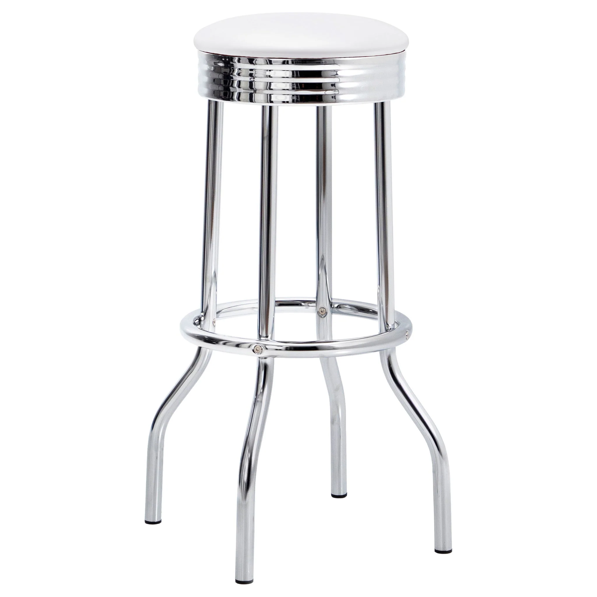 Midge - 3 Piece Round 1950S Bistro Pub Bar Table Set With Upholstery - White - Image 6