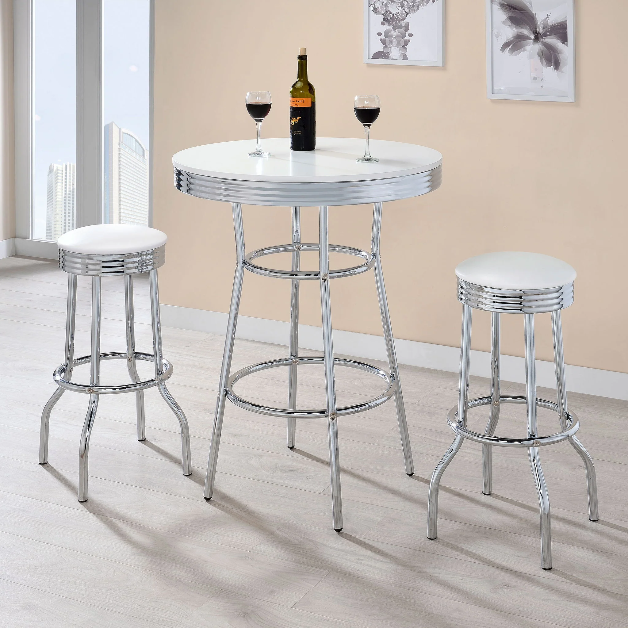 Midge - Upholstered Swivel Bar Stool (Set of 2) - White - Image 2