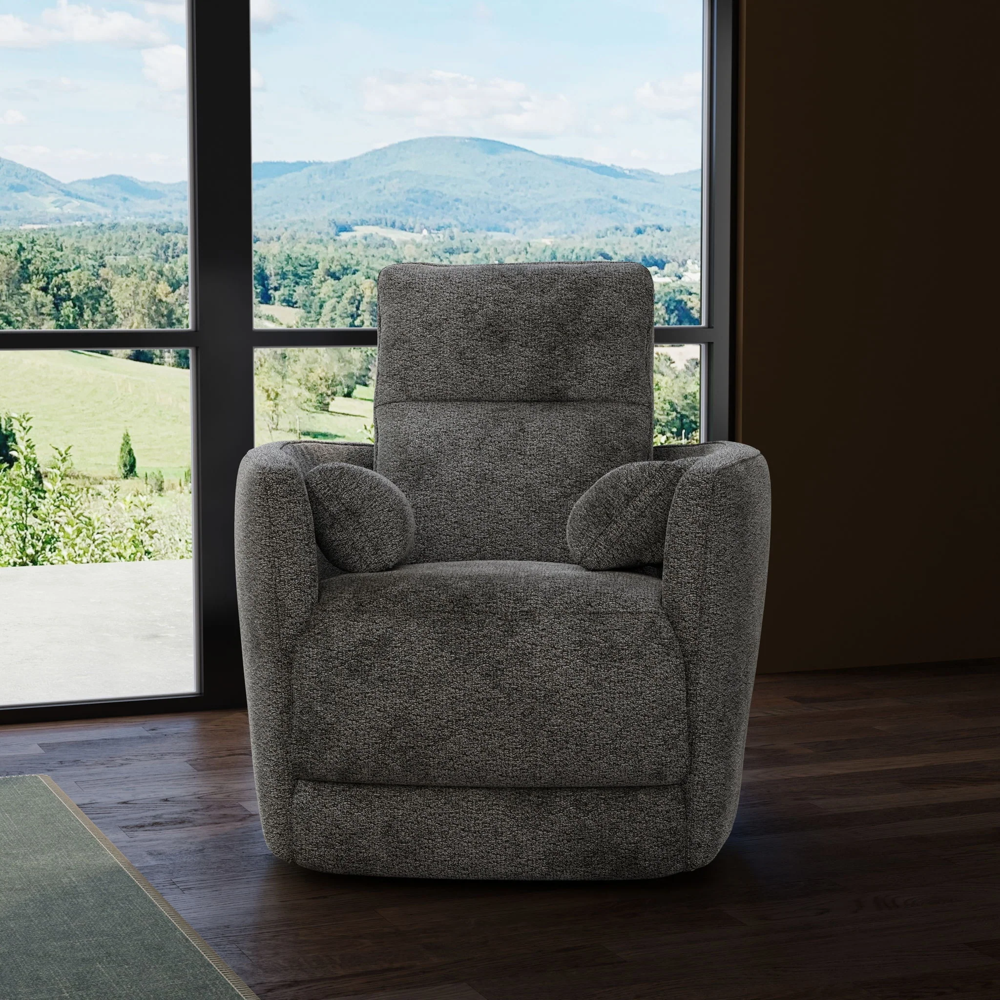 Milan - Swivel Recliner With Manual Footrest - Gray - Image 6