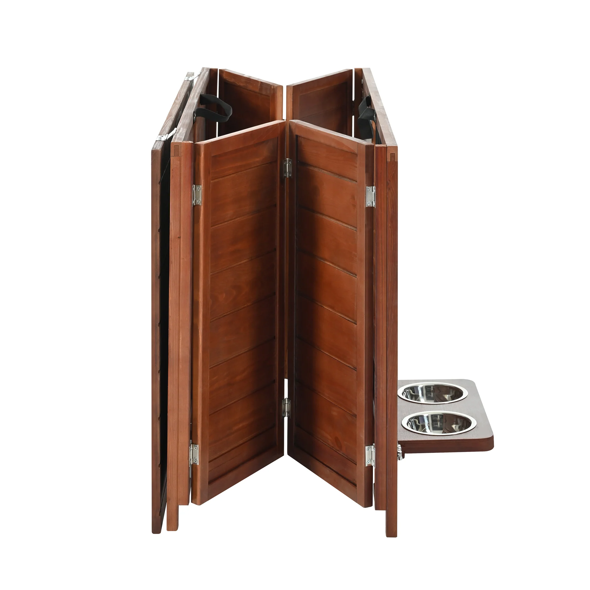 Milo Portable Solid Wood Foldable Dog Crate with 360° Swivel Feeder and End Table Top - Image 37