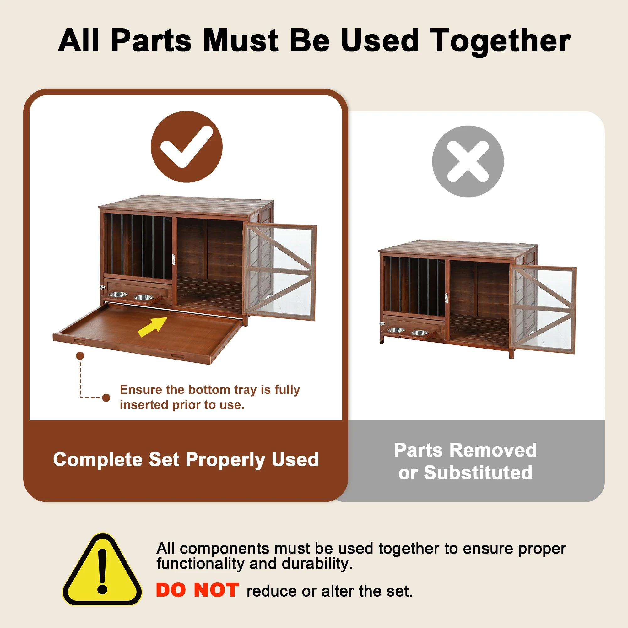 Milo Portable Solid Wood Foldable Dog Crate with 360° Swivel Feeder and End Table Top - Image 6