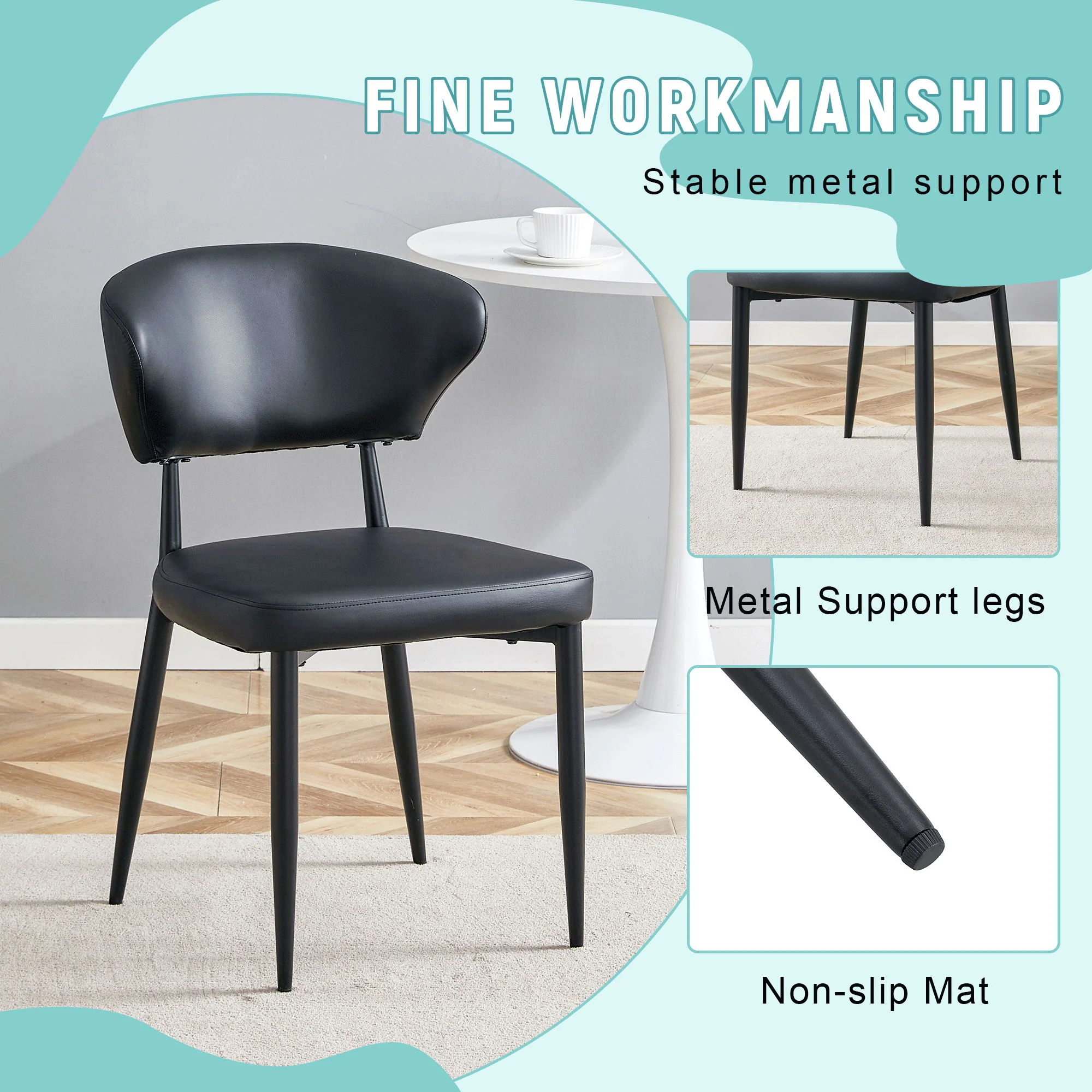 Minimalist Ergonomic Dining Chair With Curved Backres (Set of 4) - Image 7