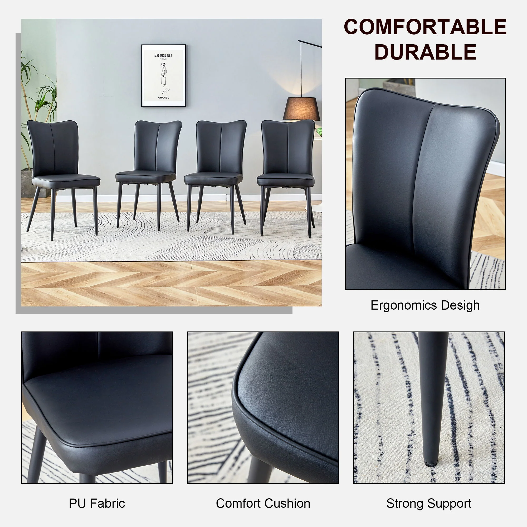 Minimalist Style Minimalist Dining Chairs With Metal Legs - Image 5