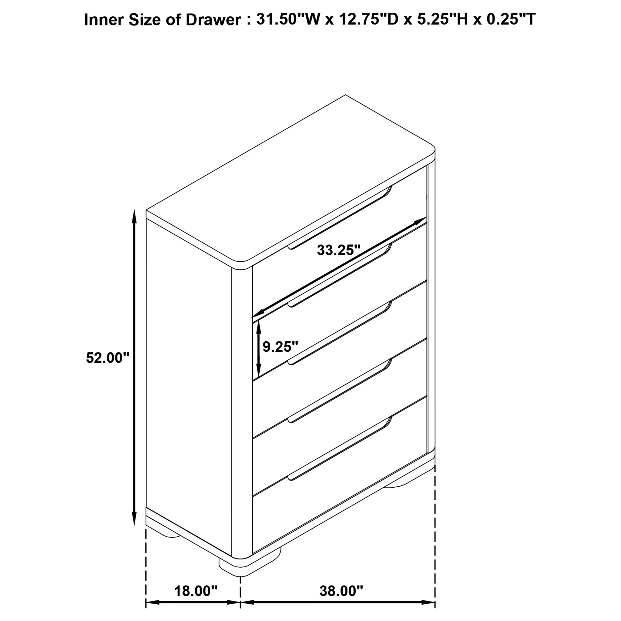 Mirador - 5 Drawer Bedroom Chest - Natural - Image 3