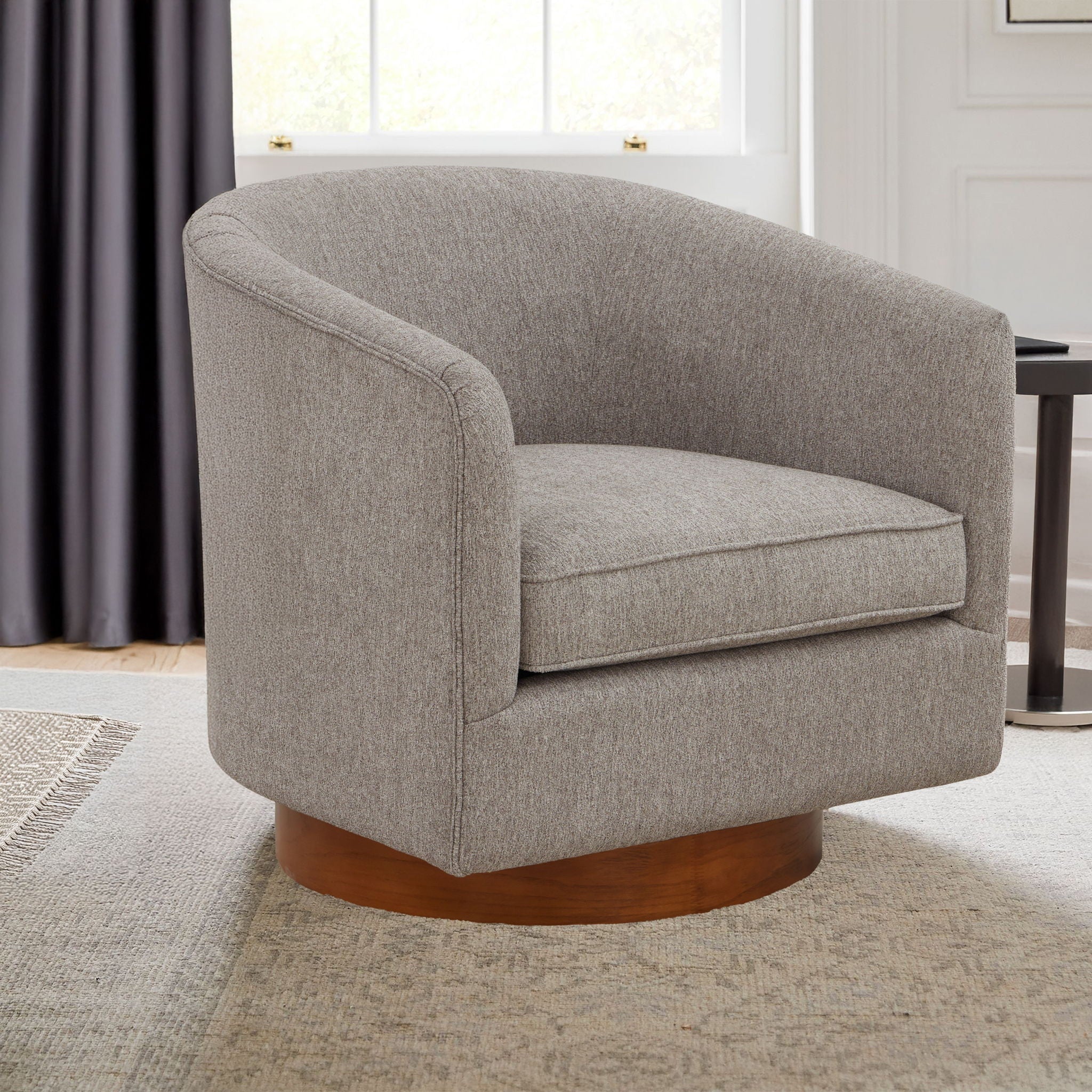 Miramar - Swivel Barrel Chair With Wooden Base - Image 6
