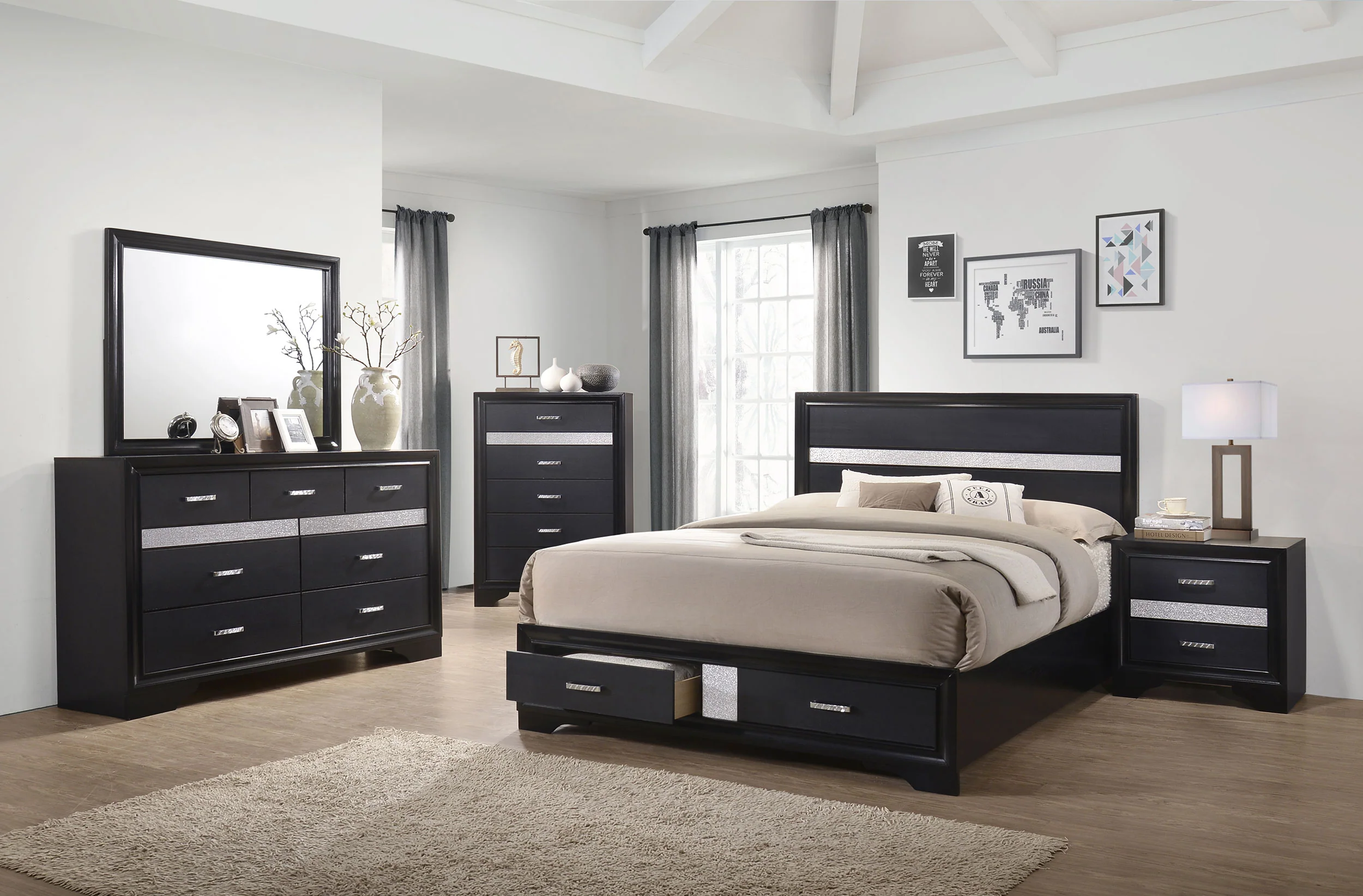 Miranda 51-inch California King Storage Panel Bed Black - Image 9