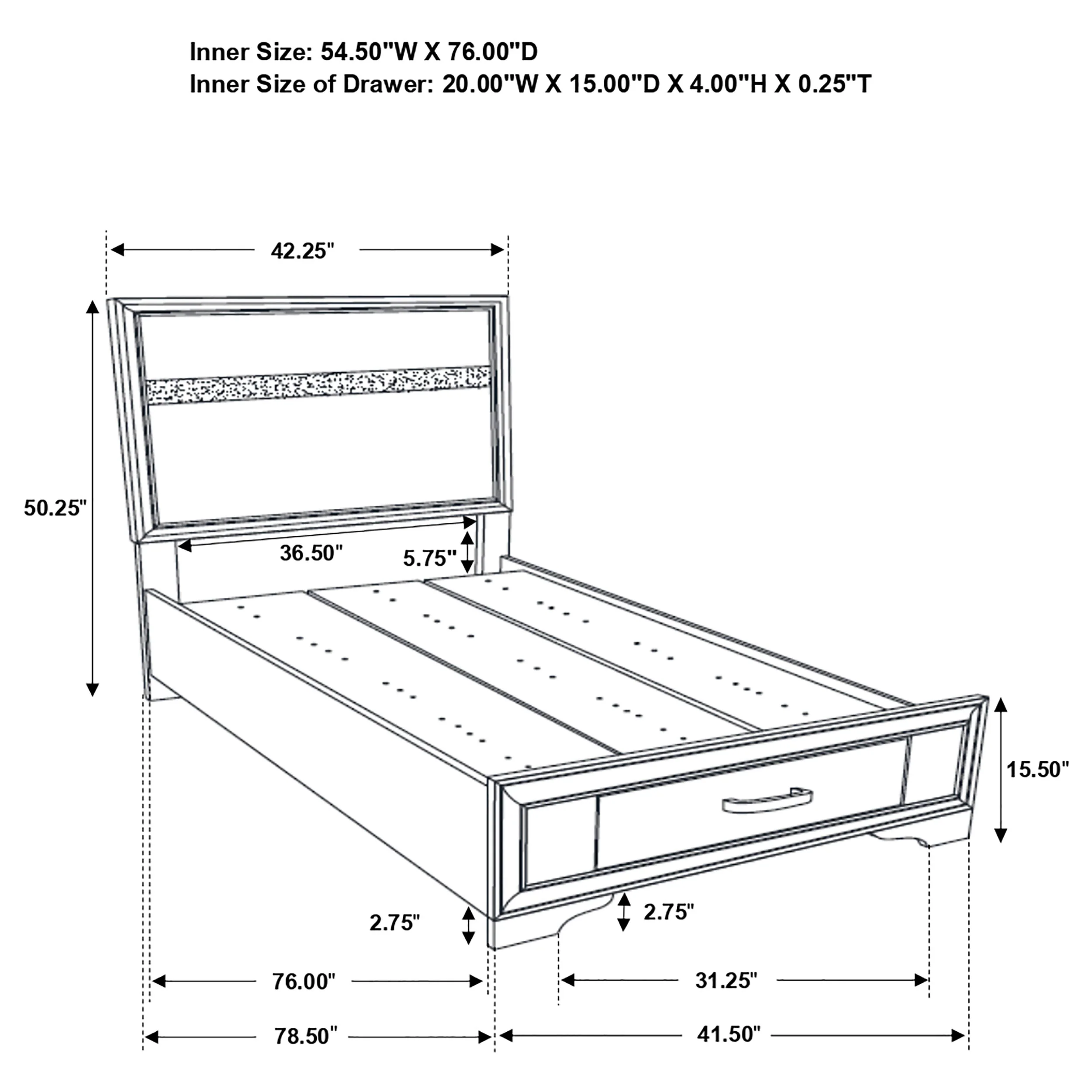 Miranda 51-inch White Twin Storage Panel Bed - Image 11