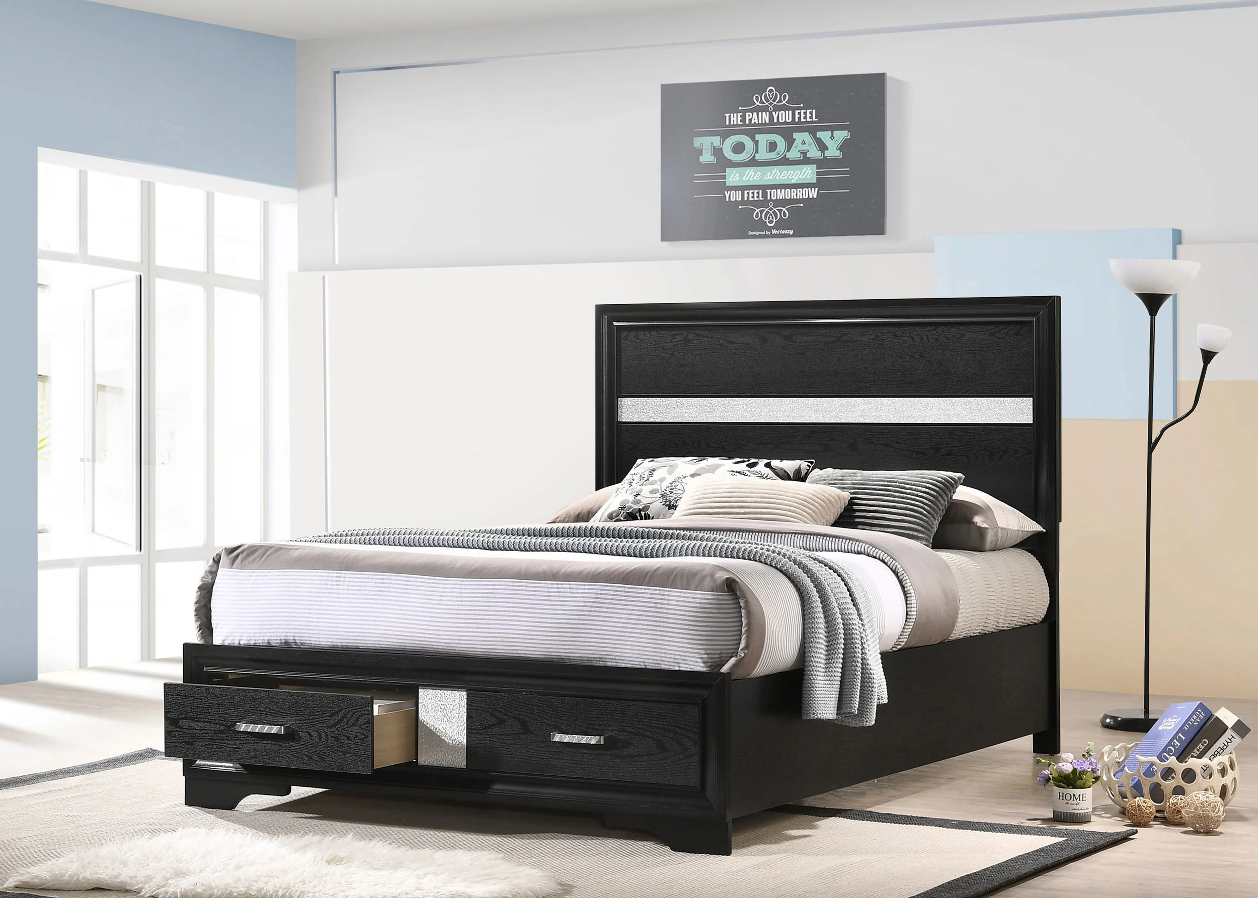 Miranda 51-Inch Wood Full Storage Bed in Black - Image 2