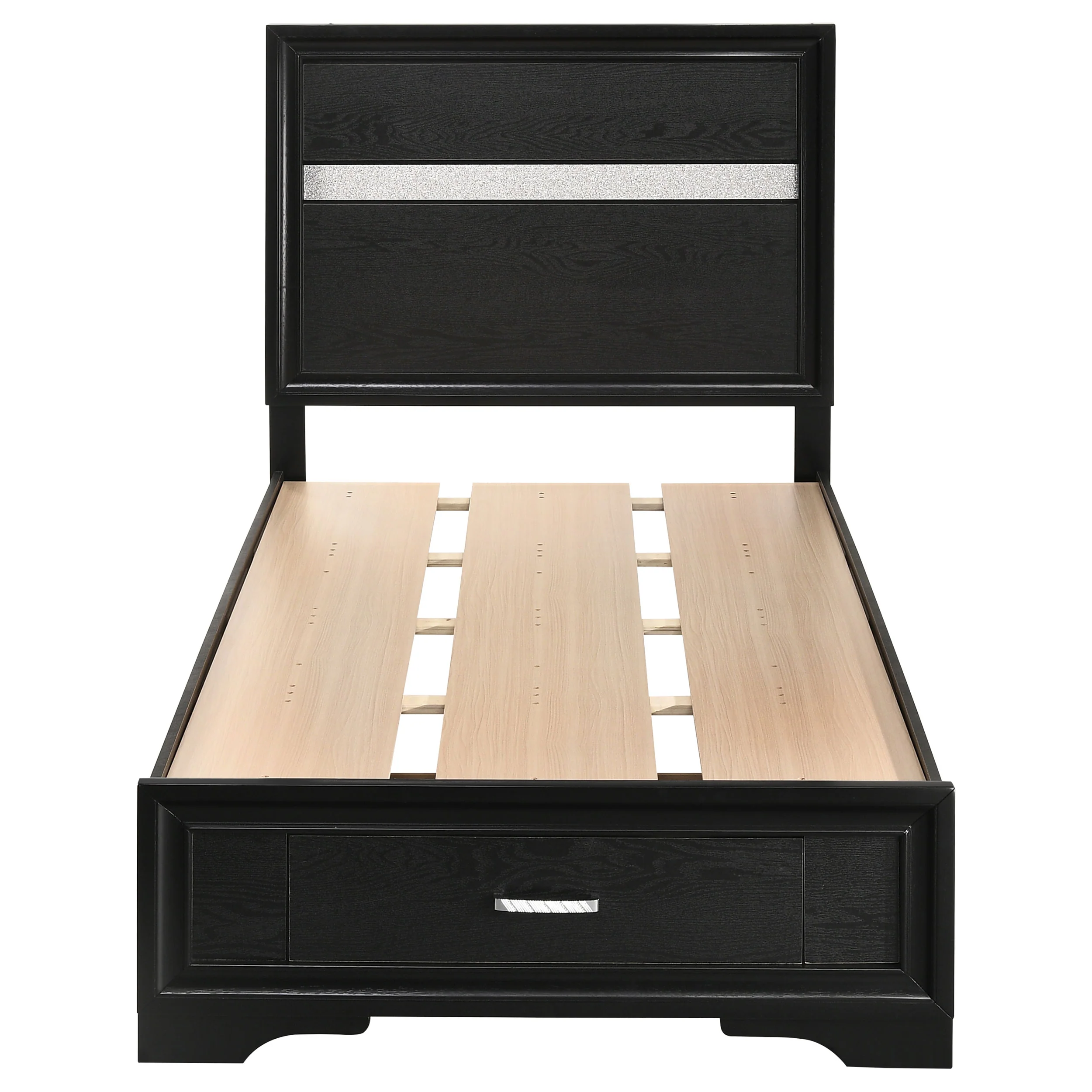 Miranda 51-Inch Black Twin Storage Panel Bed - Image 2