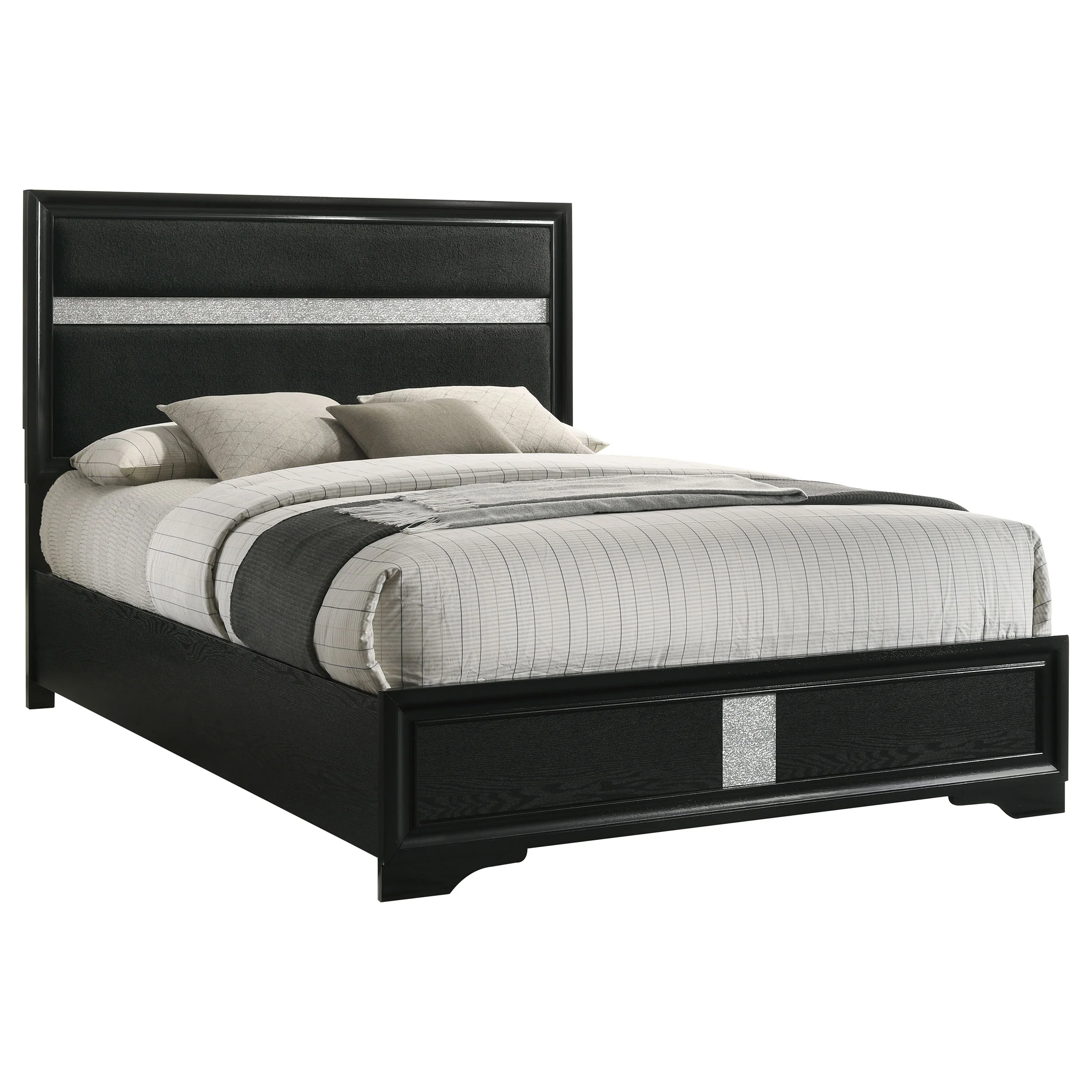 Miranda 54-Inch Upholstered Eastern King Panel Bed Black - Image 2