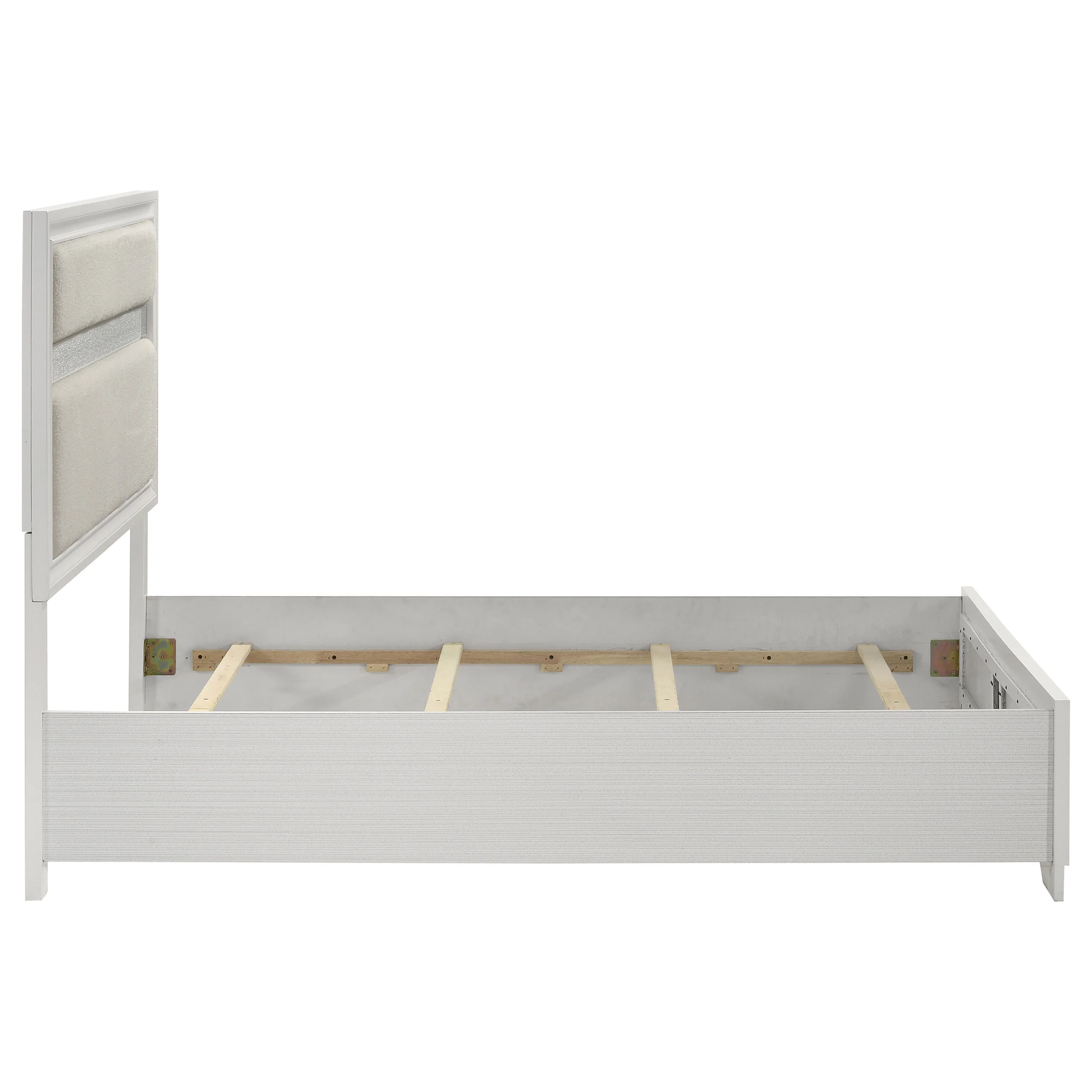 Miranda 54-Inch Upholstered Queen Panel Bed, White - Image 9