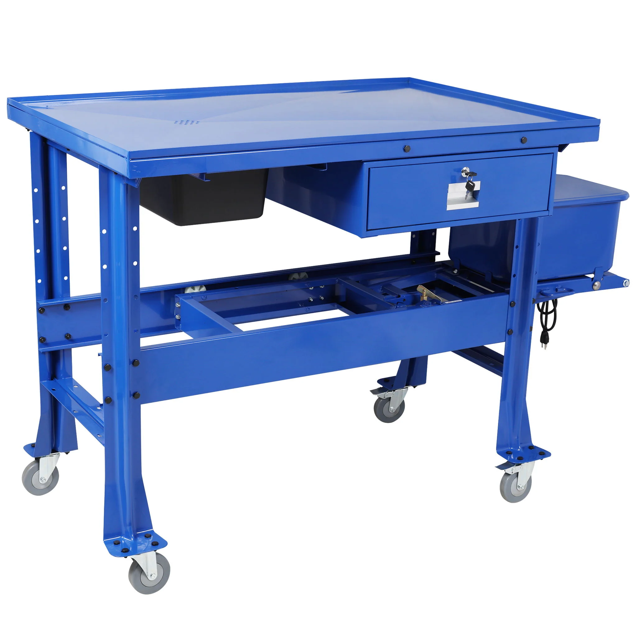 Mobile Tear Down Table With 3.5 Gallon Part Washer And 110V Pump - Blue - Image 6