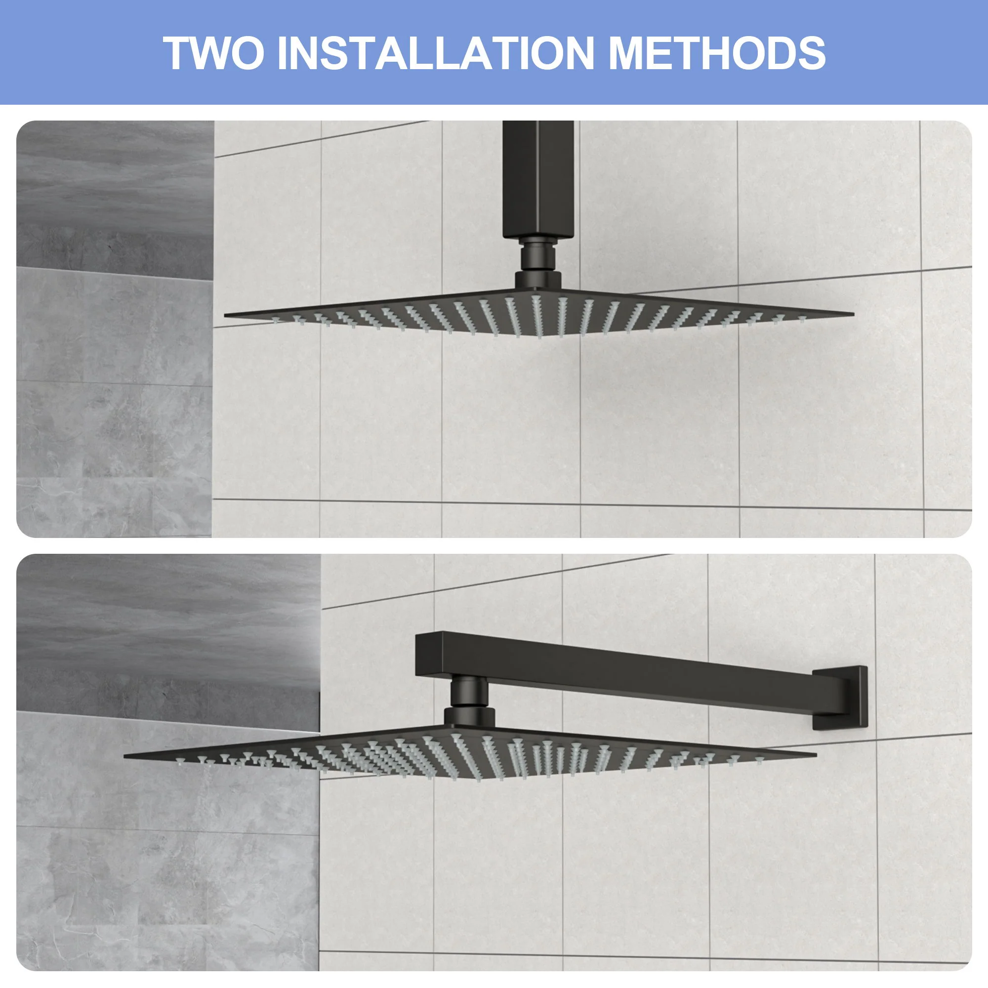 Modern 10" Square Rainfall Shower Head & Stainless Steel Wall Or Ceiling Mount Luxury Spa Shower Panel - Image 23